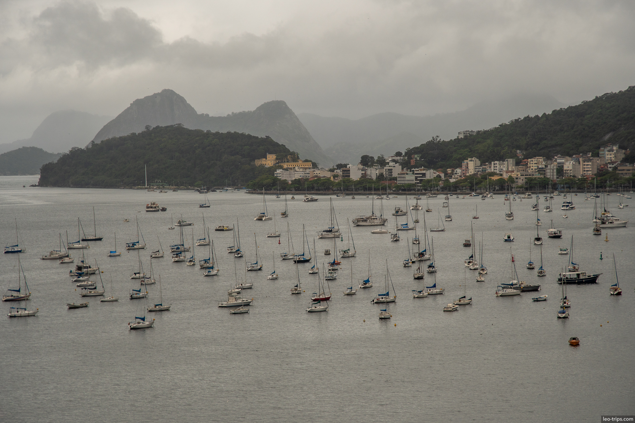 botafogo bay sailboats sugarloaf mountain cloudy rio de janeiro