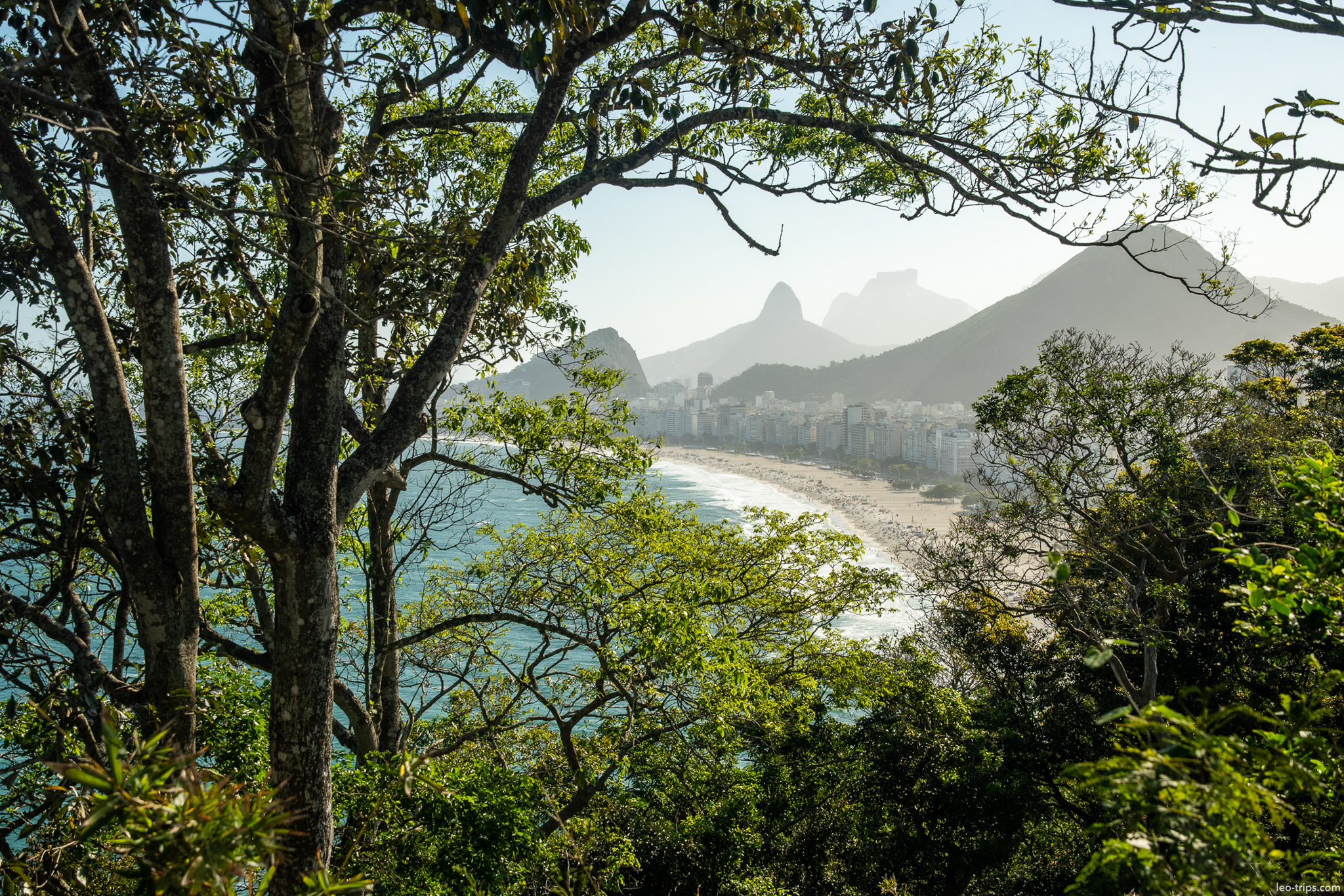 copacabana beach aerial view mountains rio de janeiro