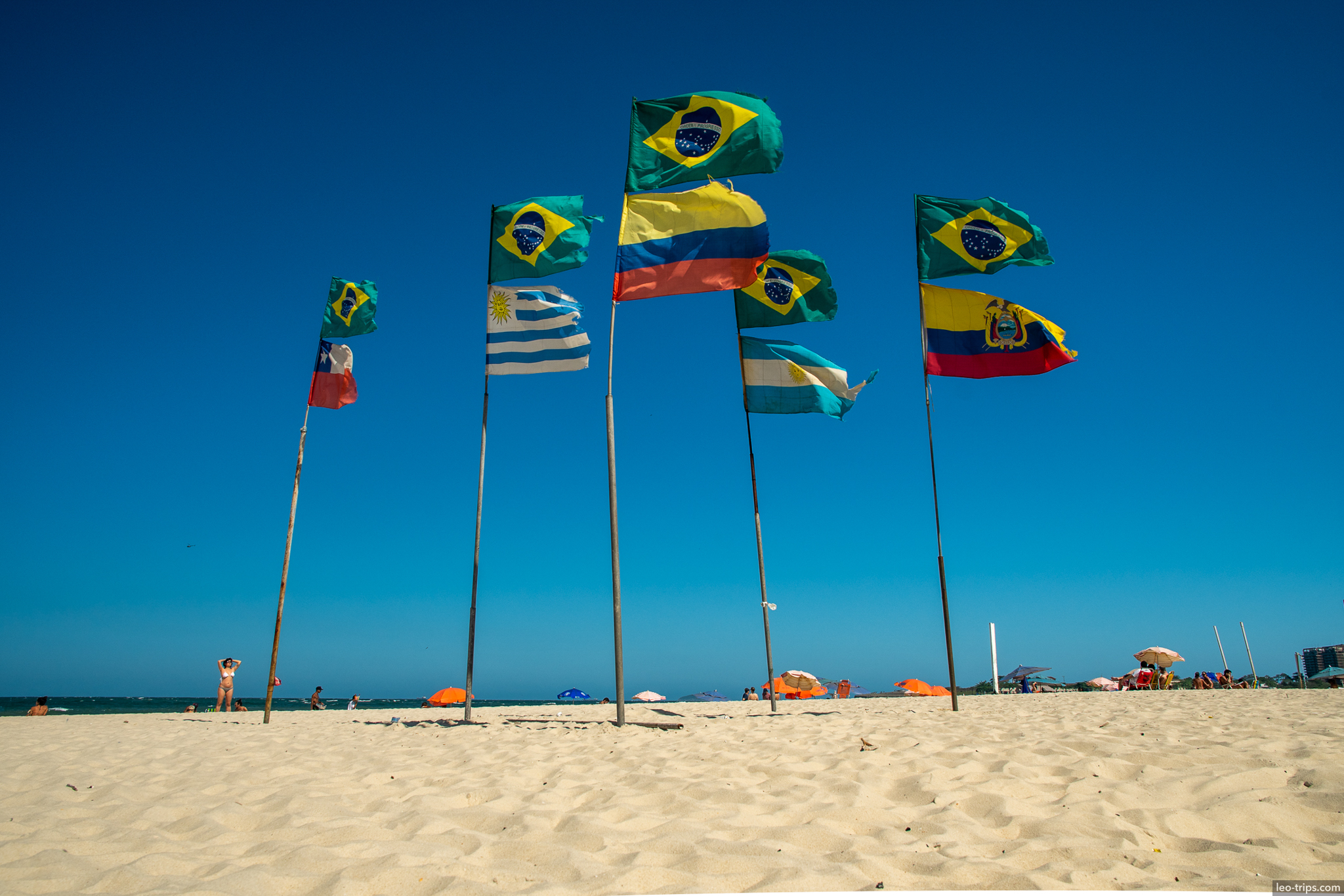 copacabana beach south american flags rio de janeiro