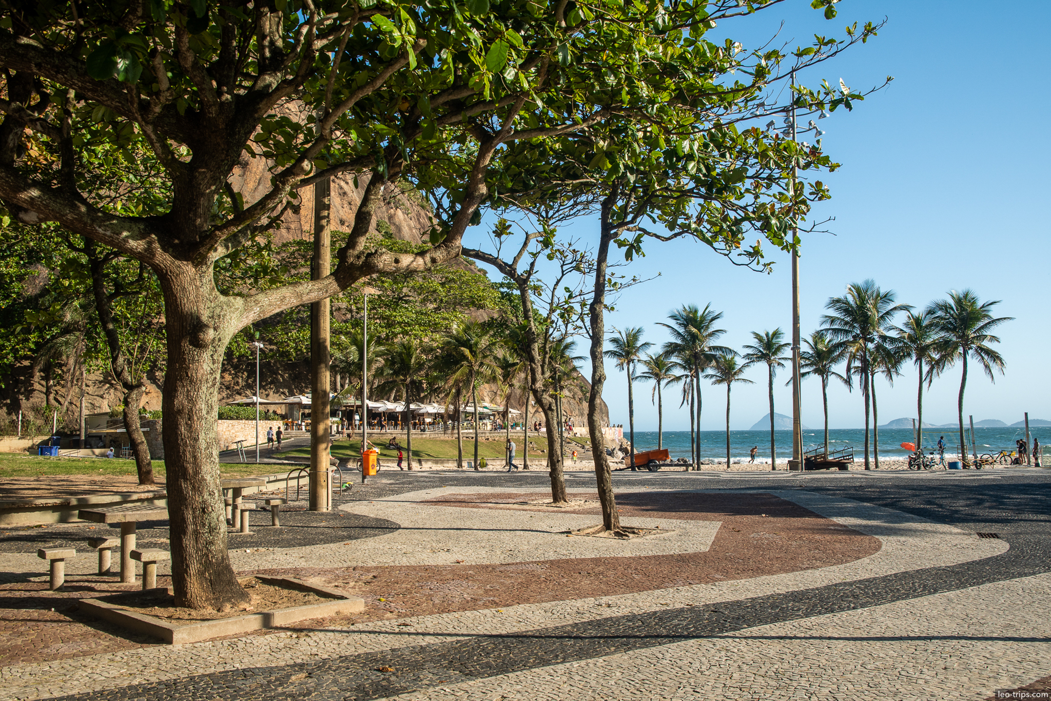 copacabana boardwalk palm trees mosaic rio de janeiro