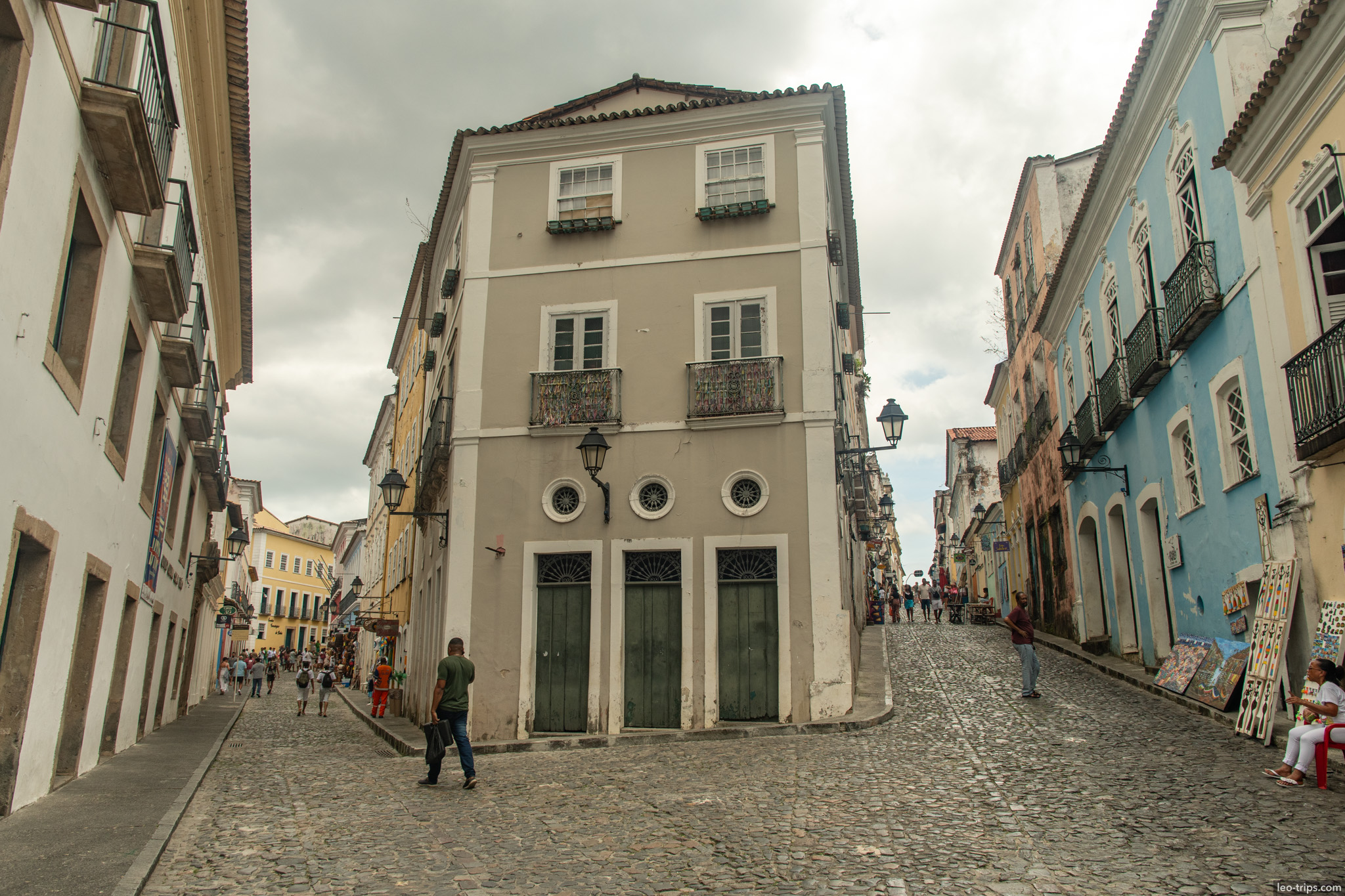 corner house green doors cobblestone streets pelourinho salvador