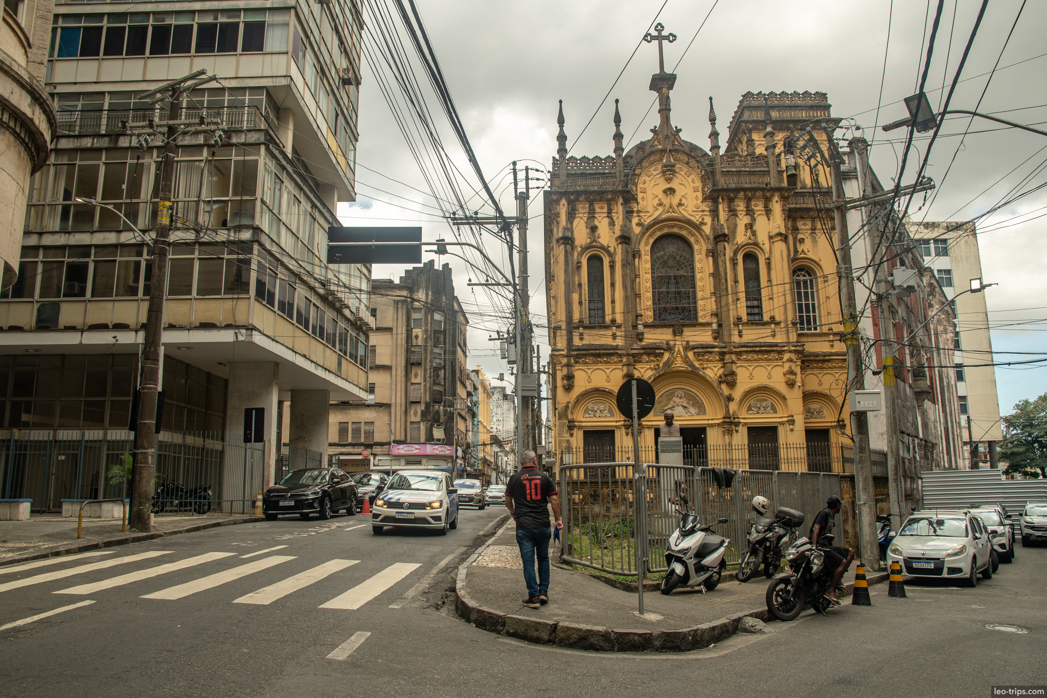 neogothic church street corner downtown salvador salvador
