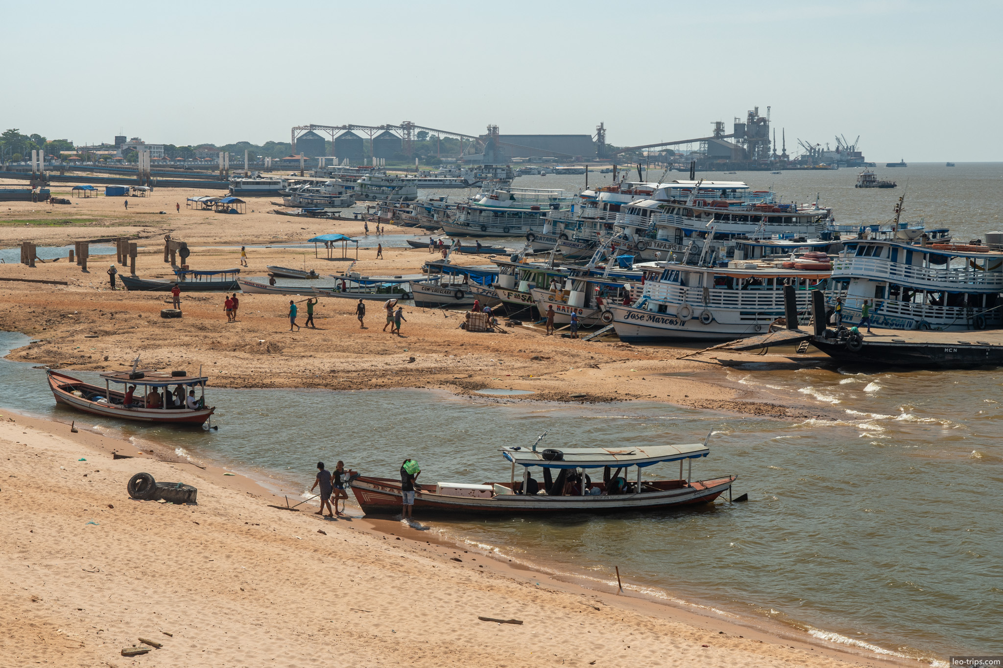 riverfront fishing boats beach santarem