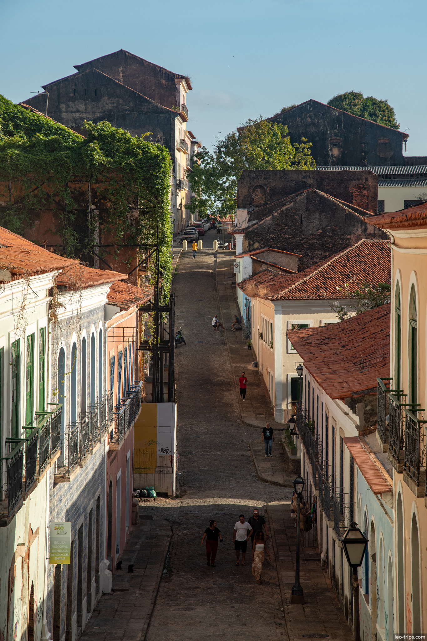 aerial view narrow colonial street sao luis