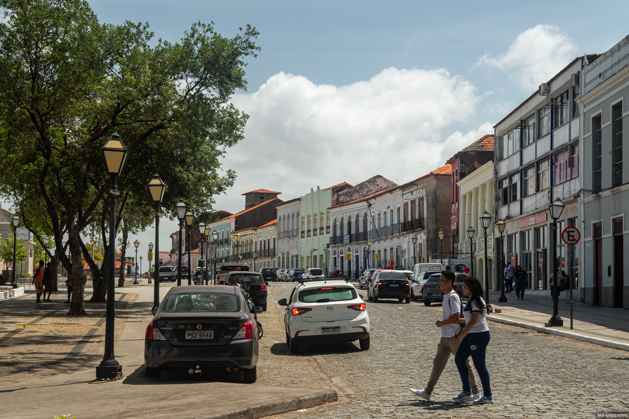 cobblestone street colonial facades sao luis