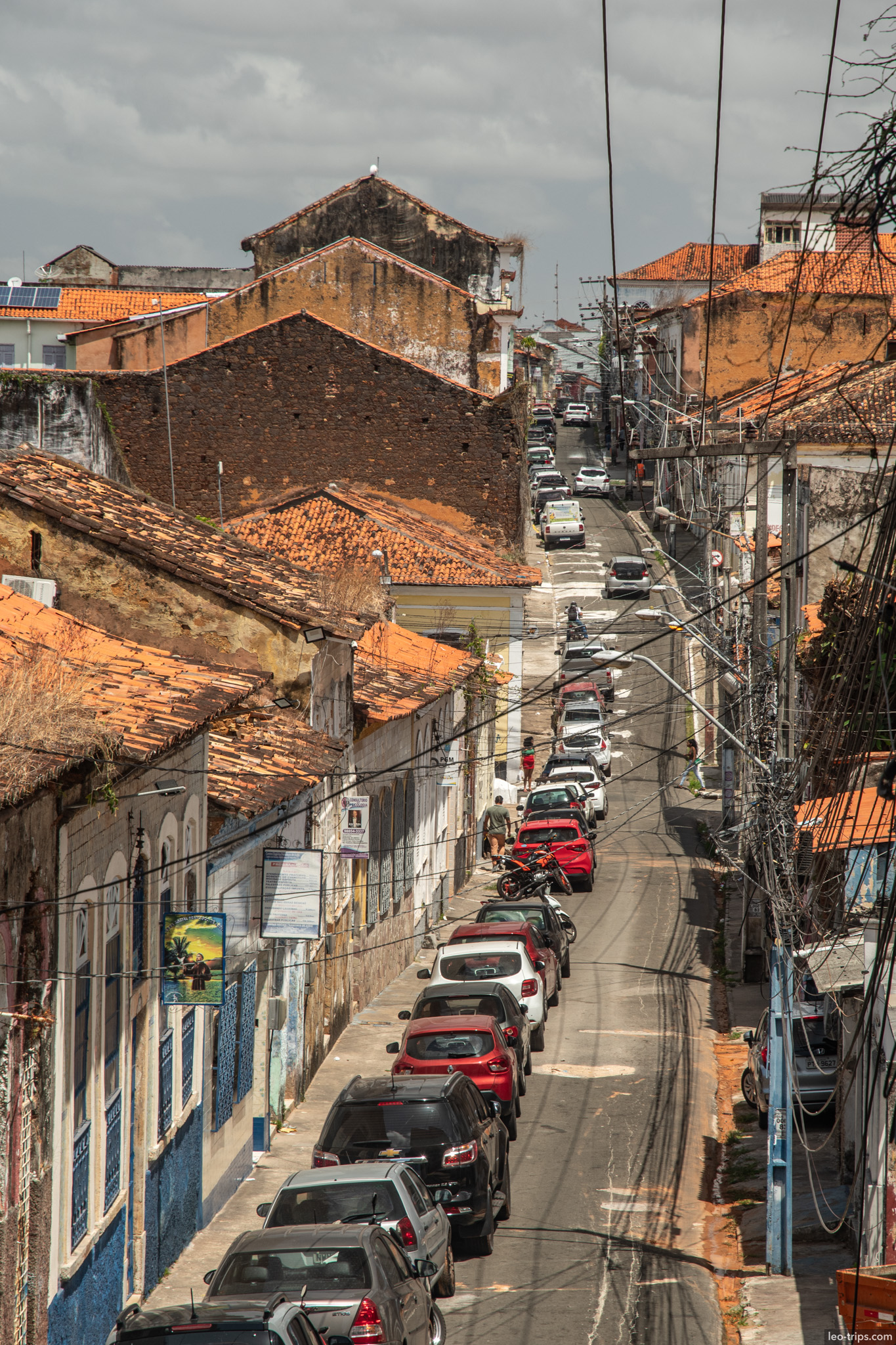 elevated view crowded colonial street sao luis
