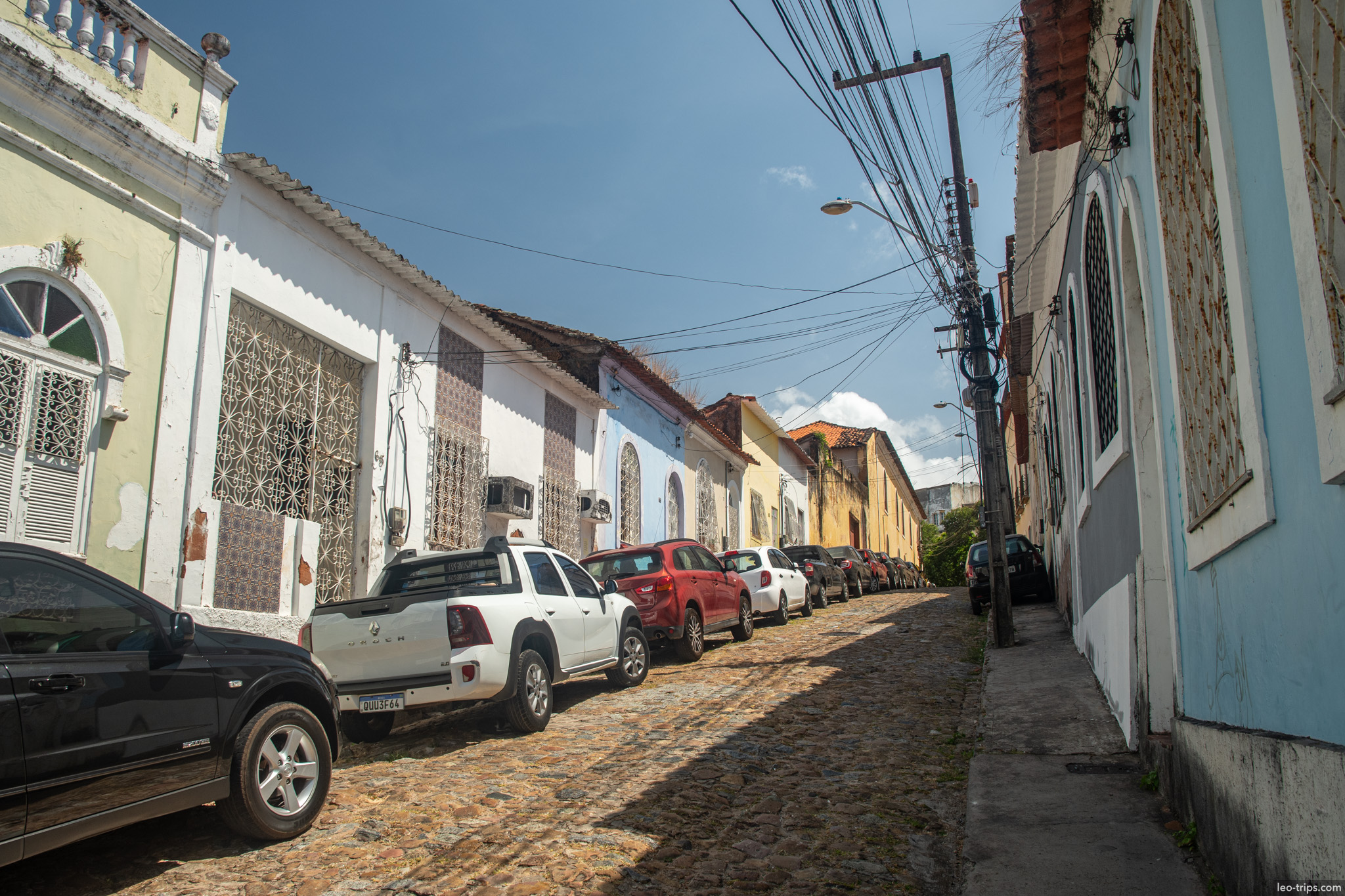 narrow street colorful houses sao luis