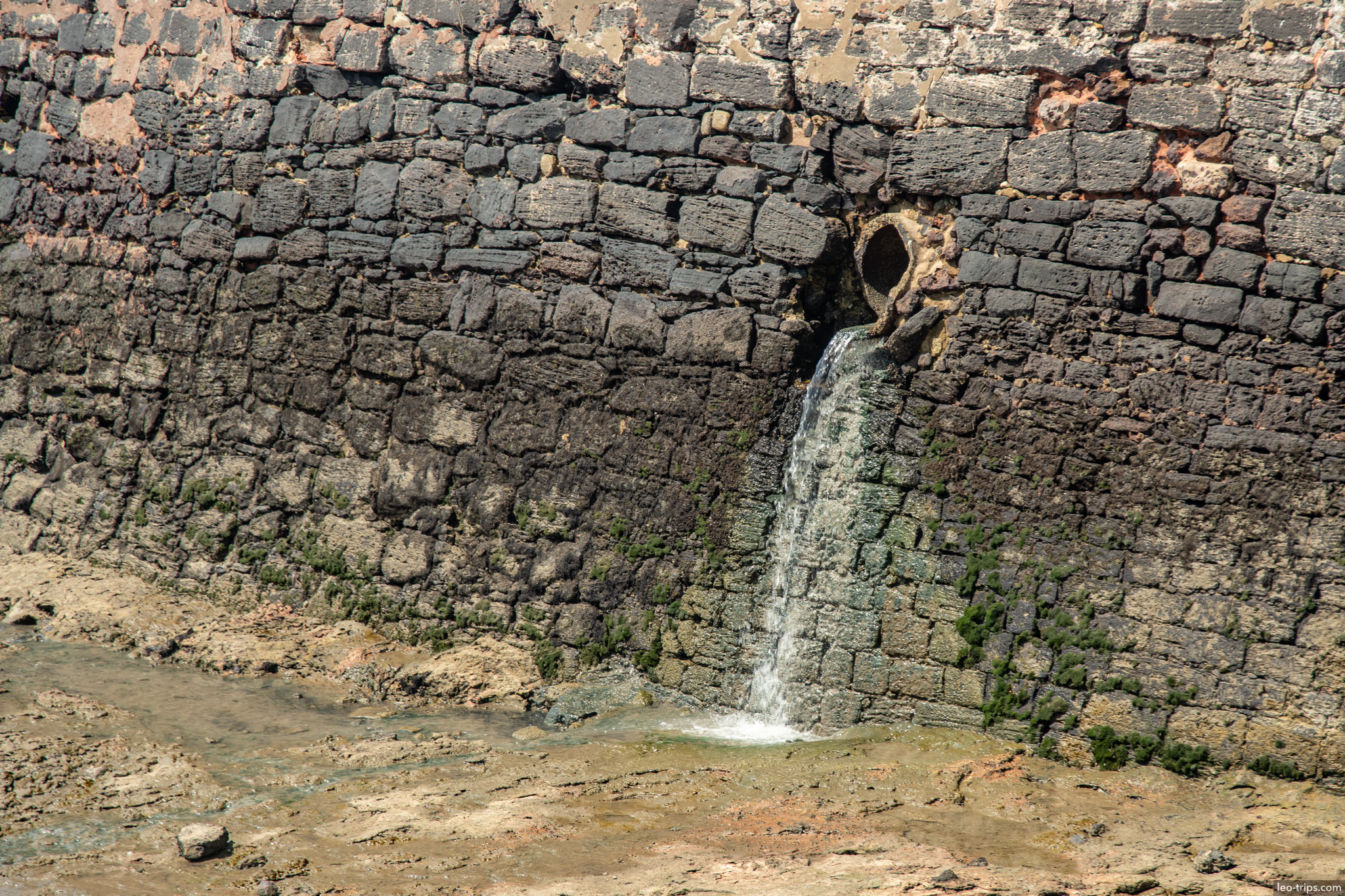 stone wall drainage waterfall sao luis