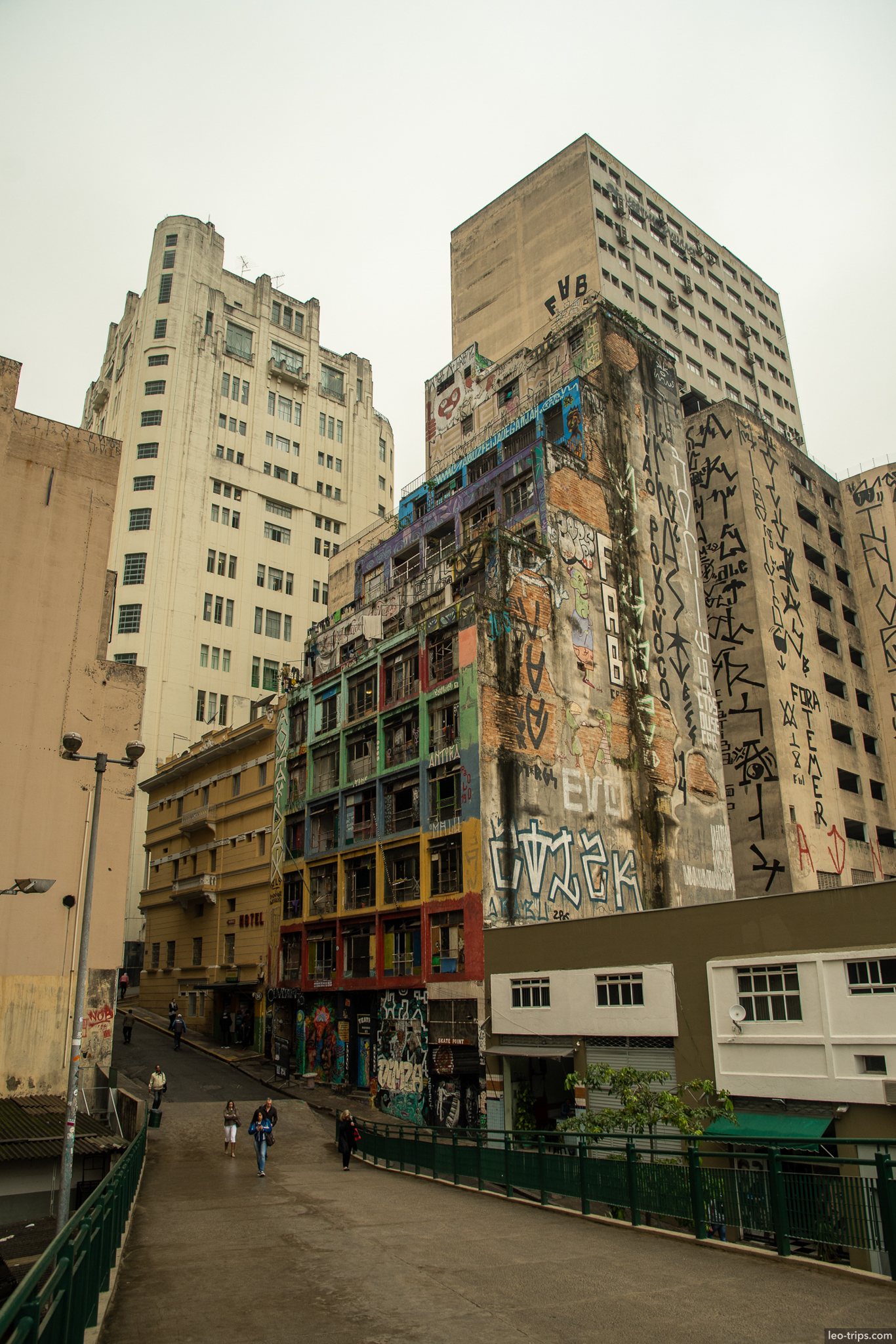 graffiti covered buildings downtown sao paulo