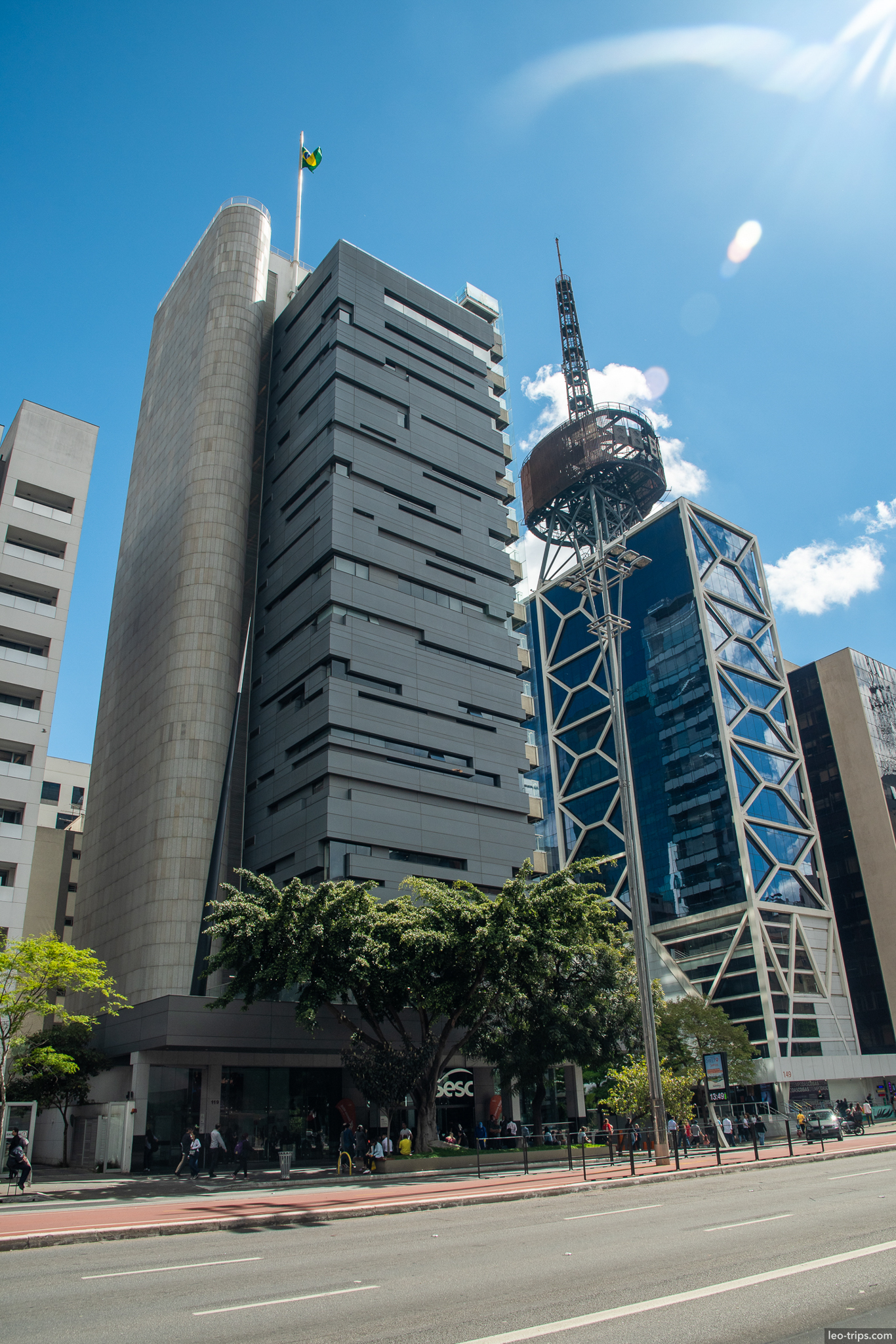 modern buildings brazilian flag sao paulo