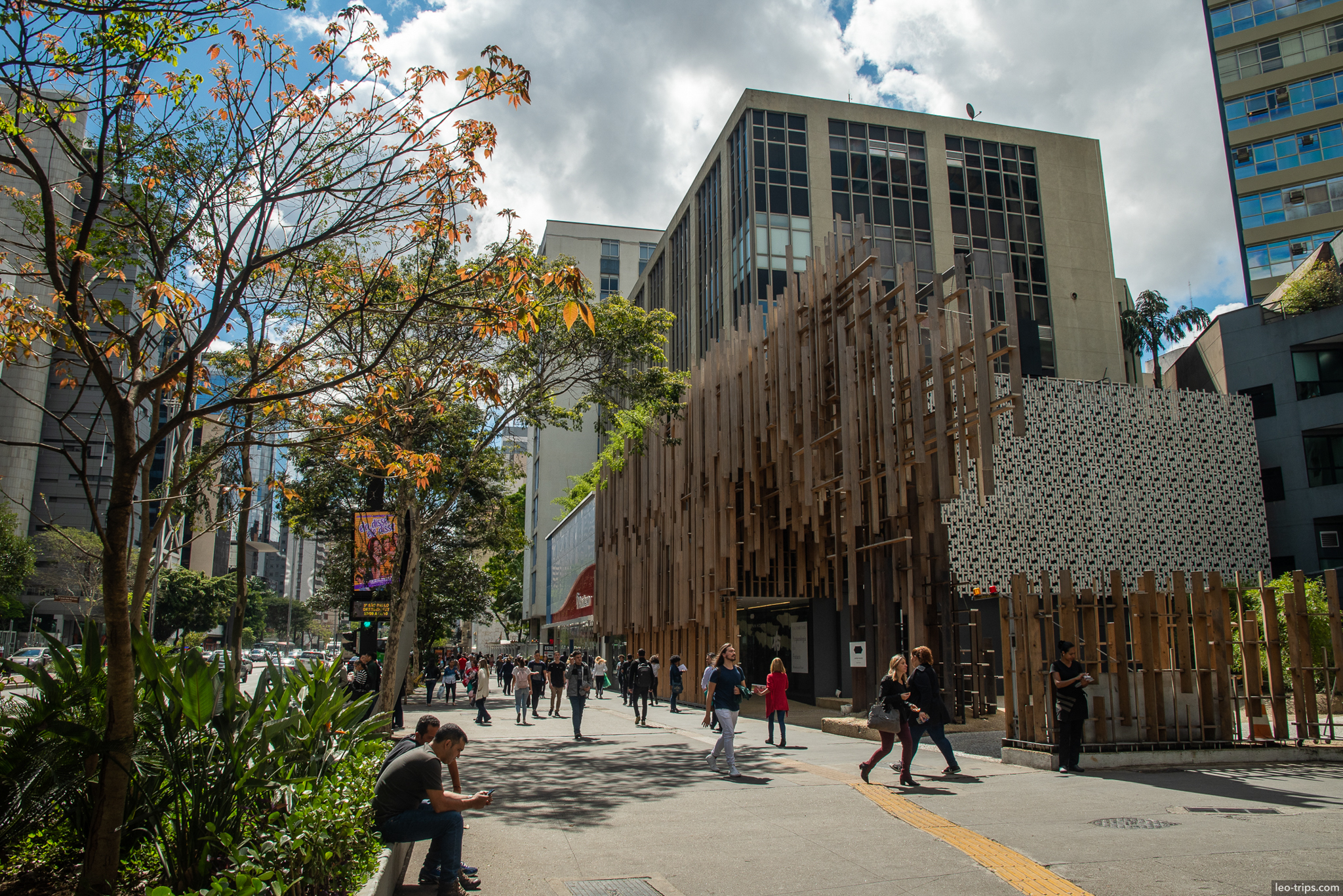 modern wooden facade building sao paulo