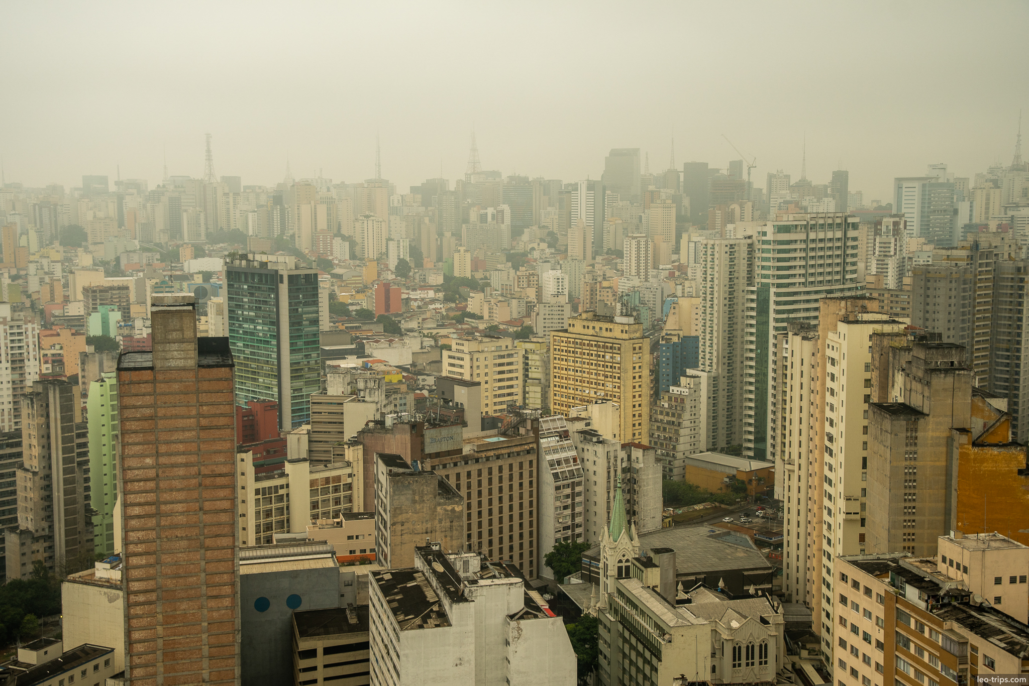 sao paulo skyline smoggy aerial sao paulo