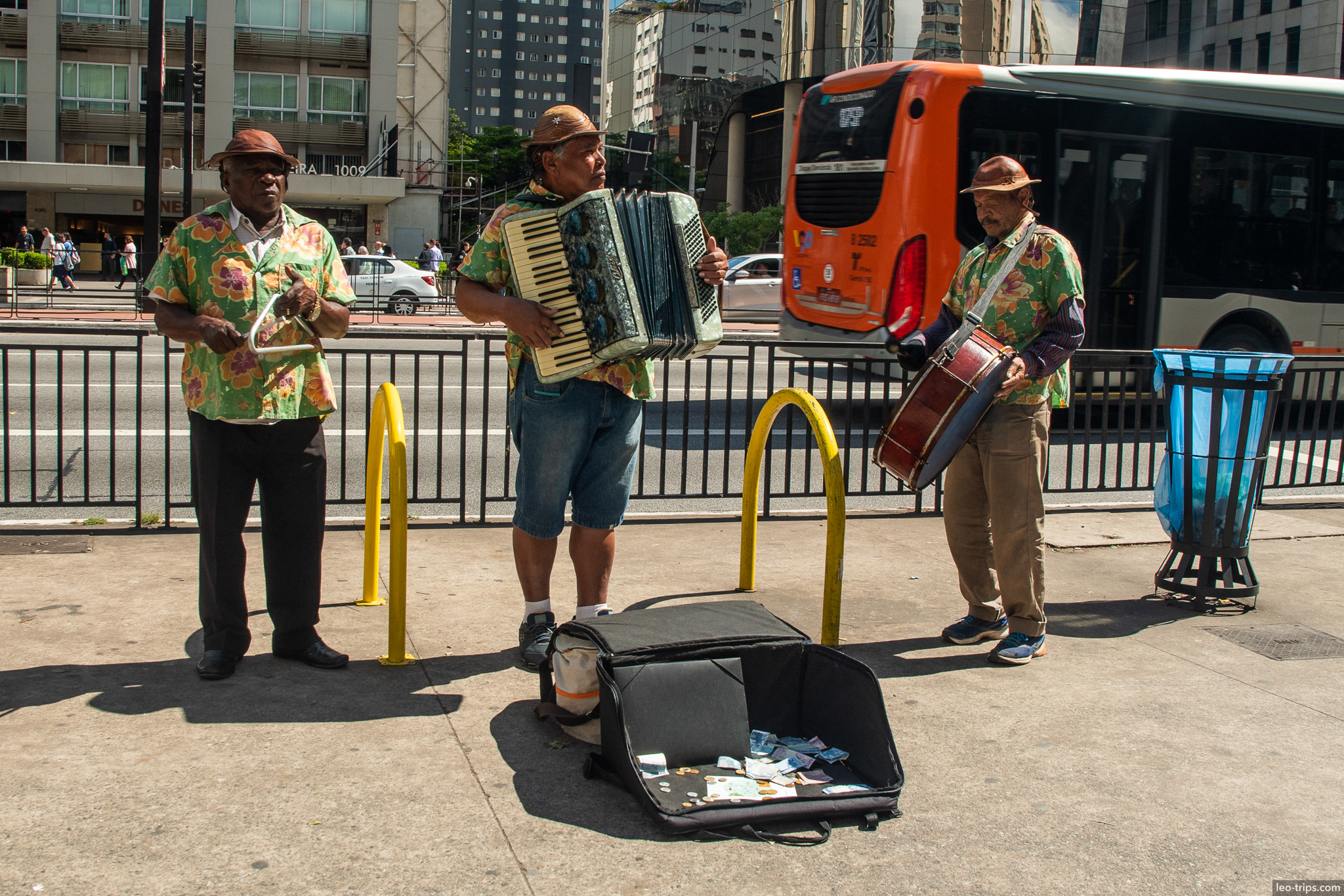 street musicians performing downtown sao paulo