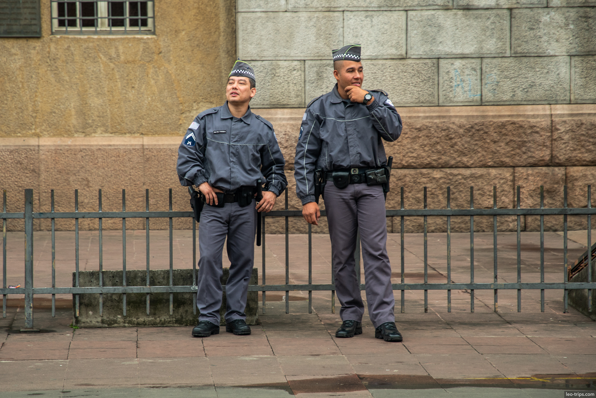 two police officers standing guard sao paulo