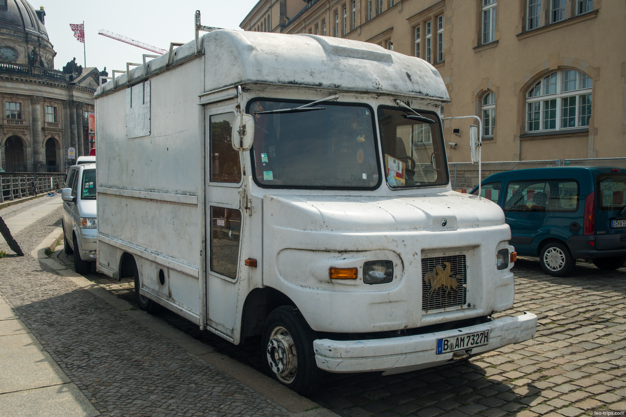 berlin vintage white delivery van near bode museum berlin