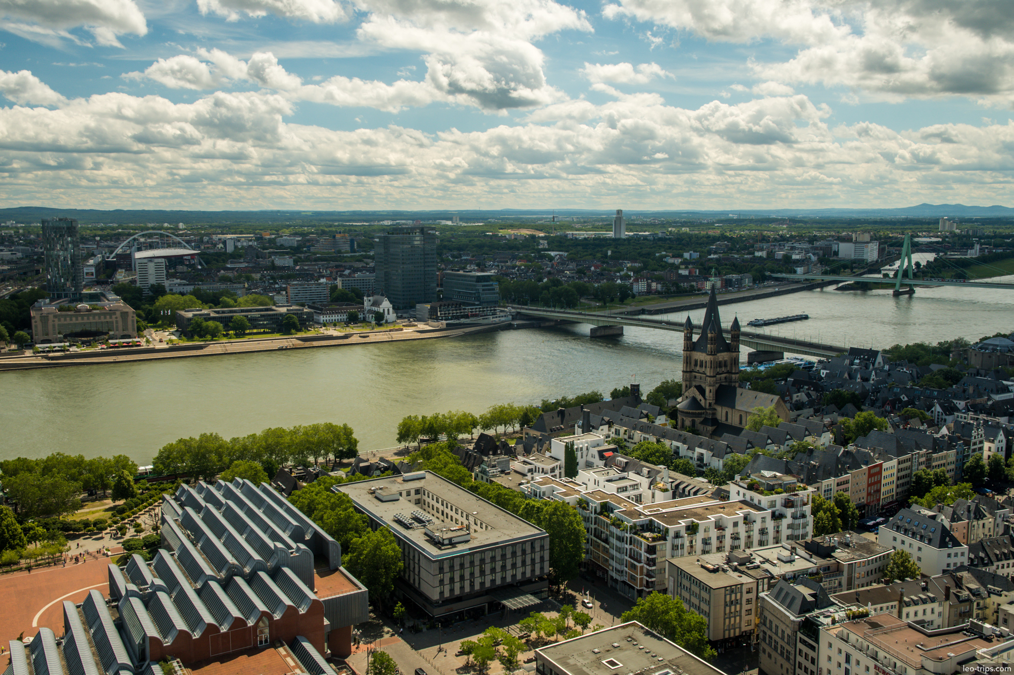 cologne aerial view rhine river gross sankt martin cologne