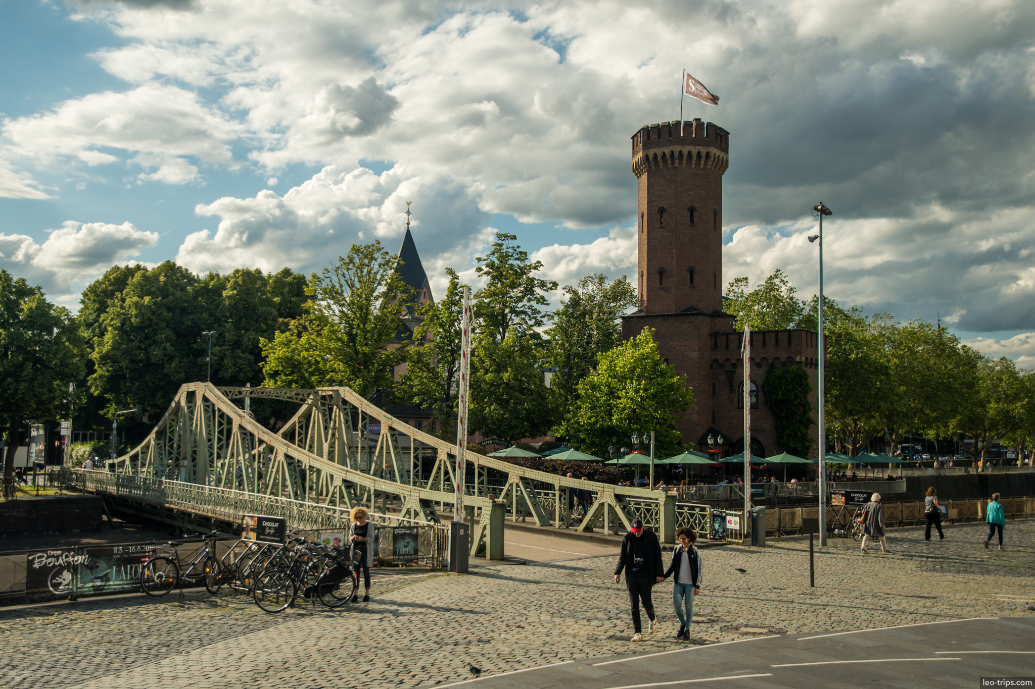 cologne malakoffturm tower swing bridge rheinauhafen cologne