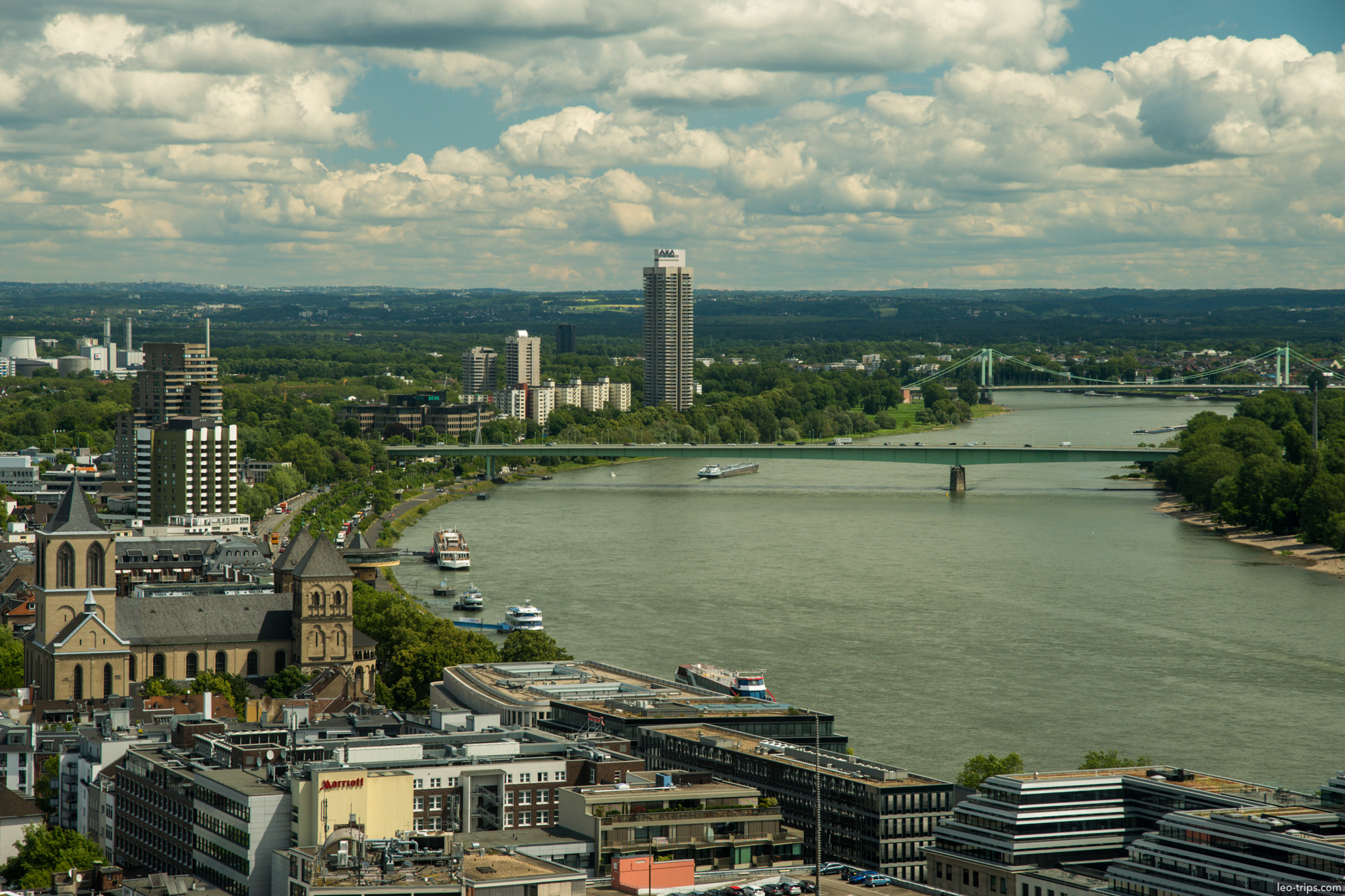 cologne rhine river aerial view south bridges cologne