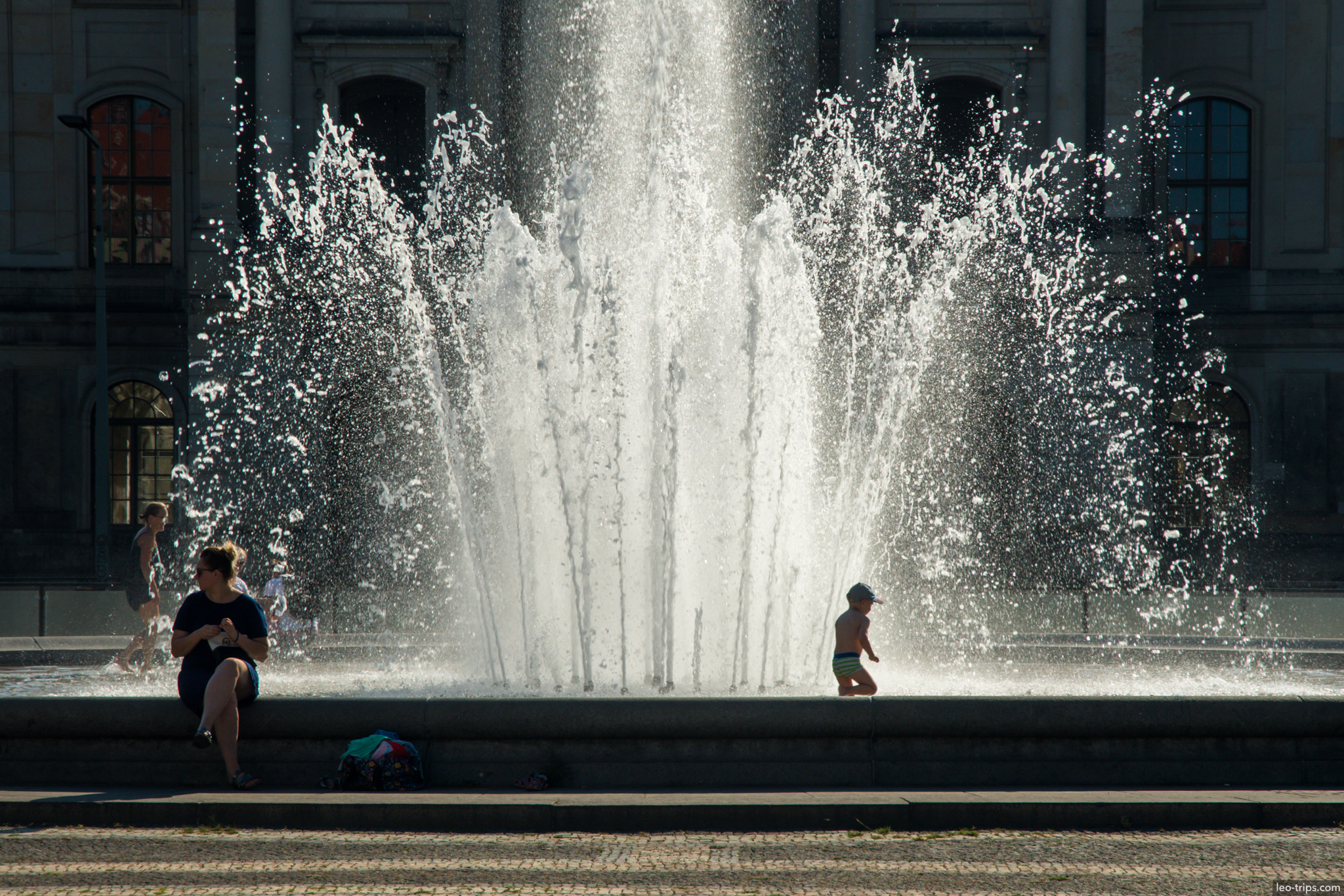 dresden fountain child playing summer dresden