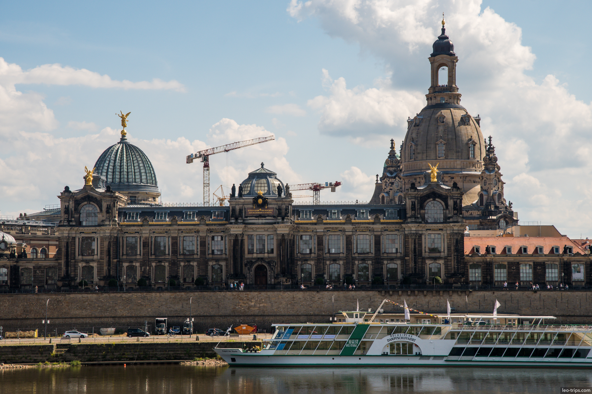 dresden frauenkirche dome elbe river view dresden