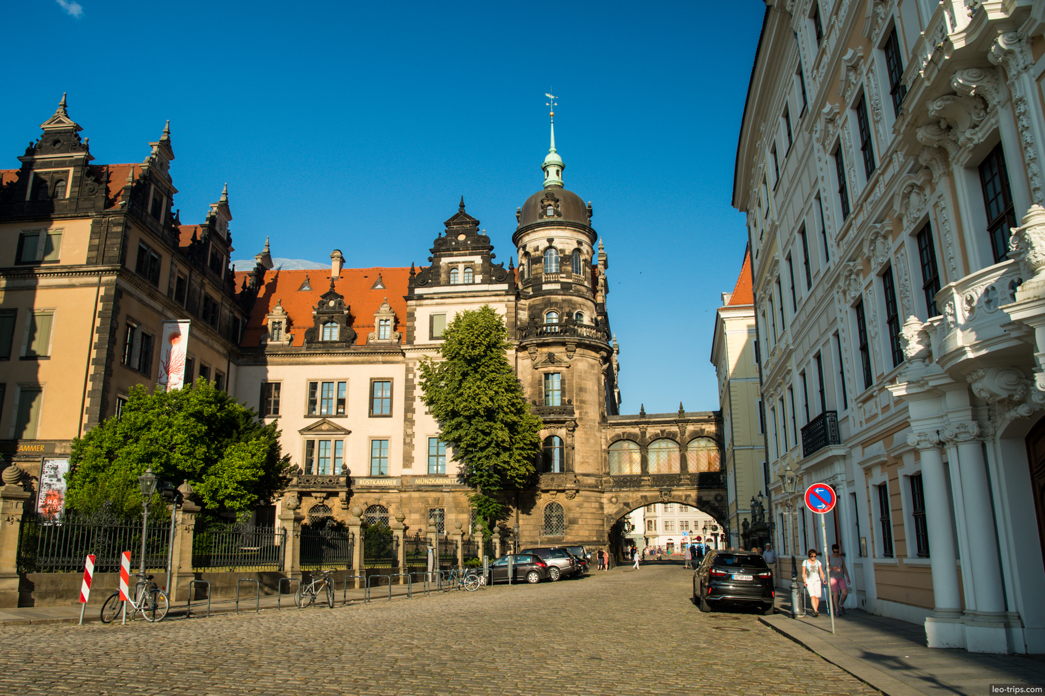 dresden residenzschloss castle tower cobblestone dresden