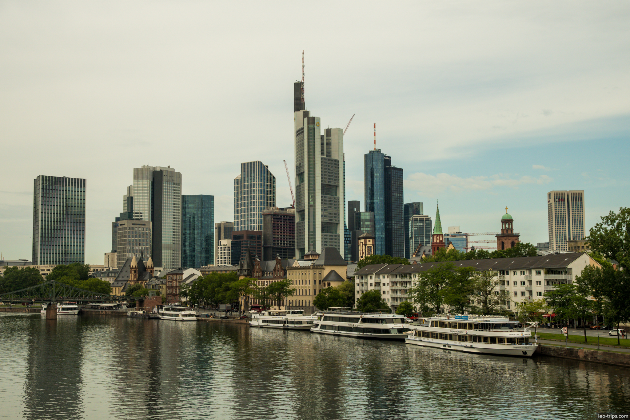 frankfurt skyline from eiserner steg bridge frankfurt