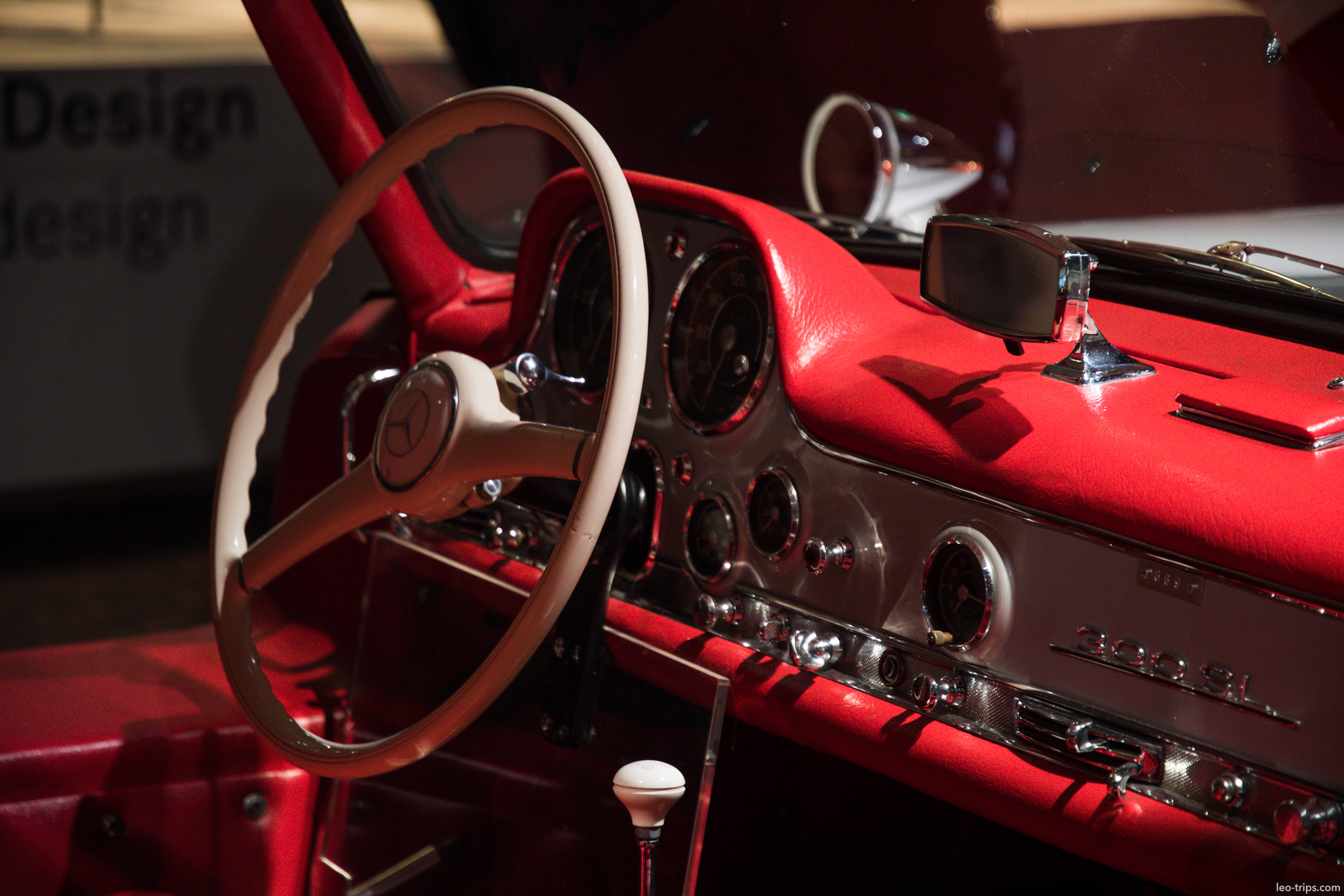 190sl red interior dashboard steering wheel mercedes benz museum