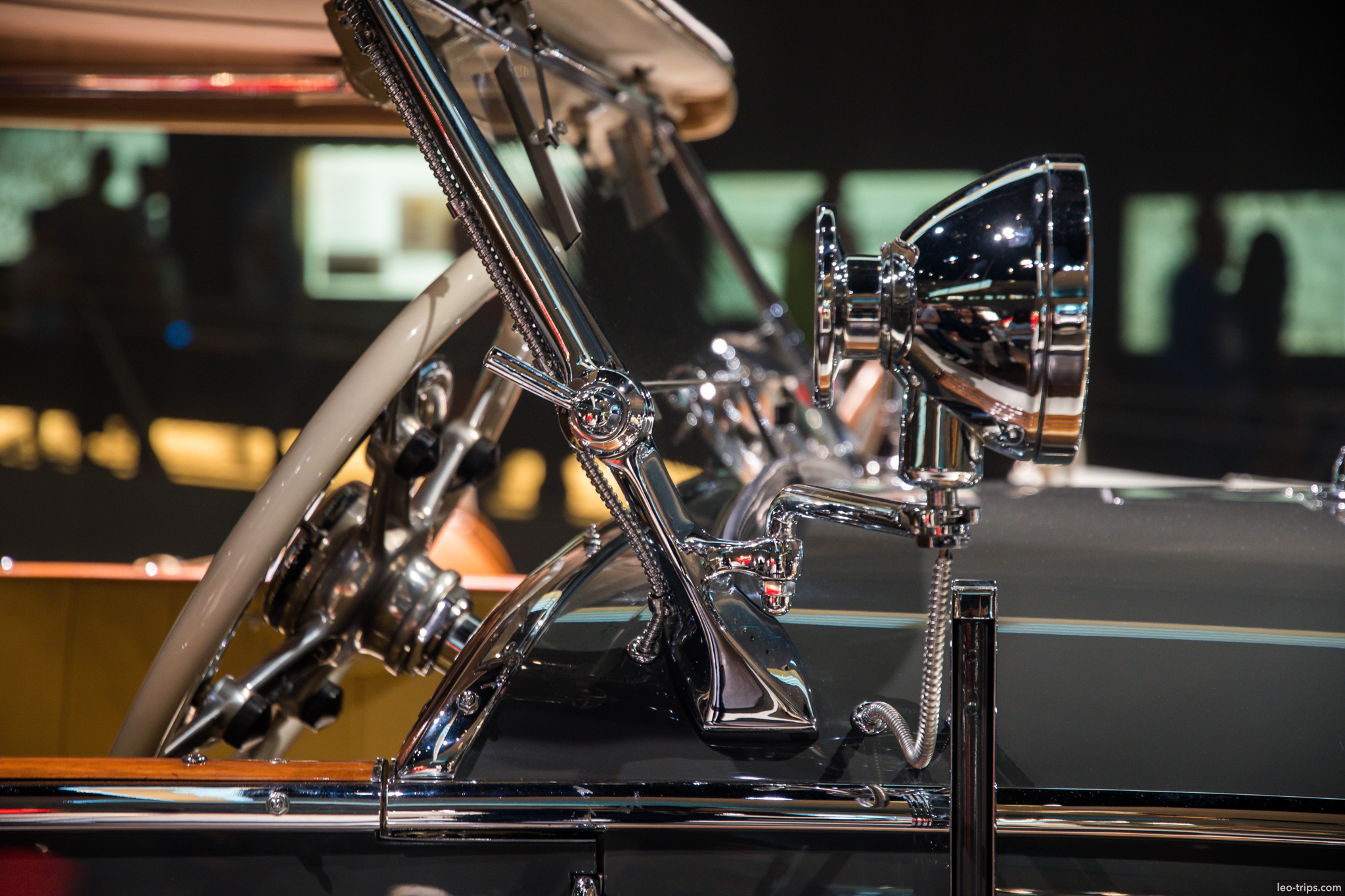 chrome windshield mirror detail prewar mercedes benz museum