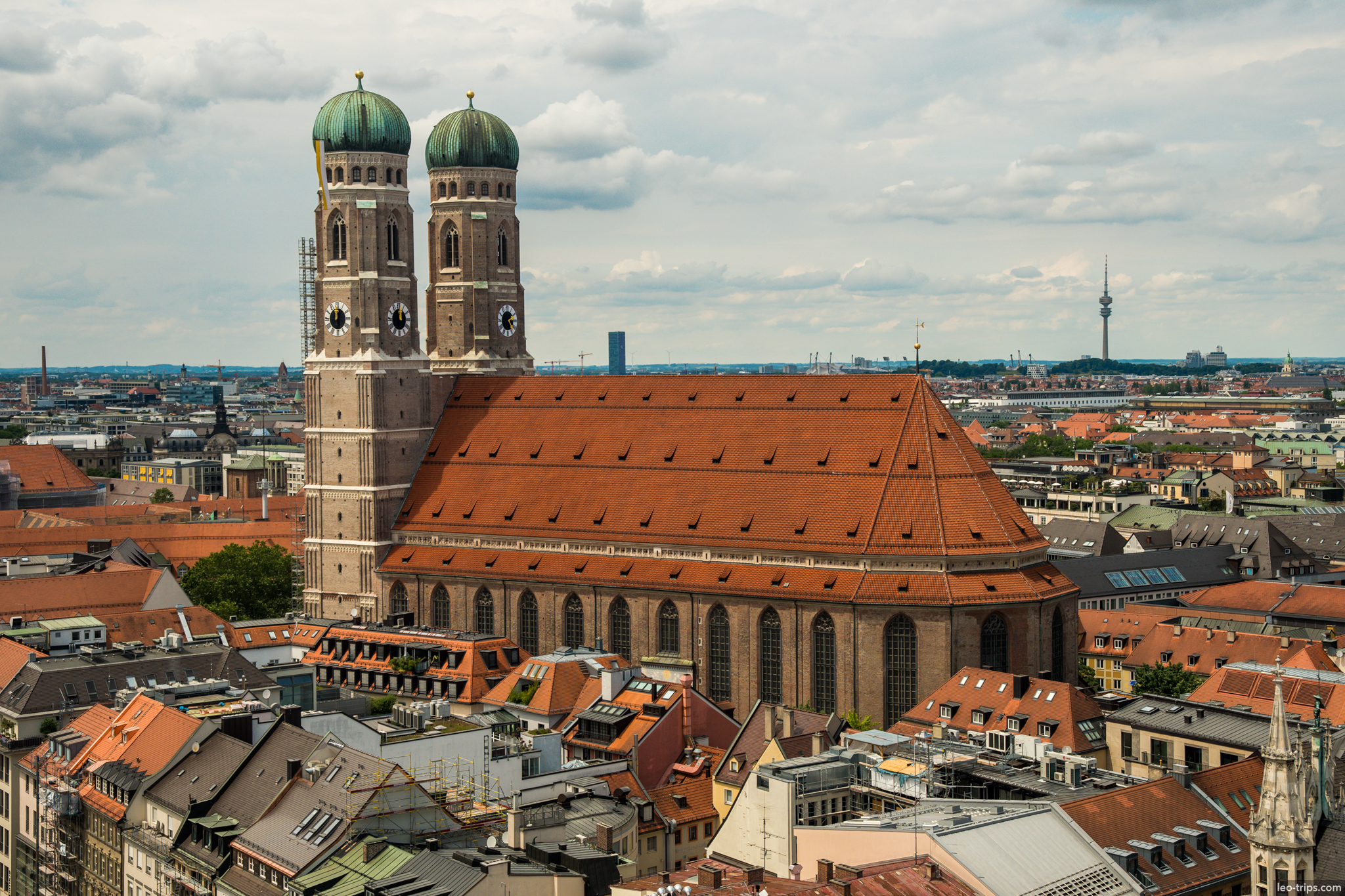 frauenkirche cathedral aerial view munich