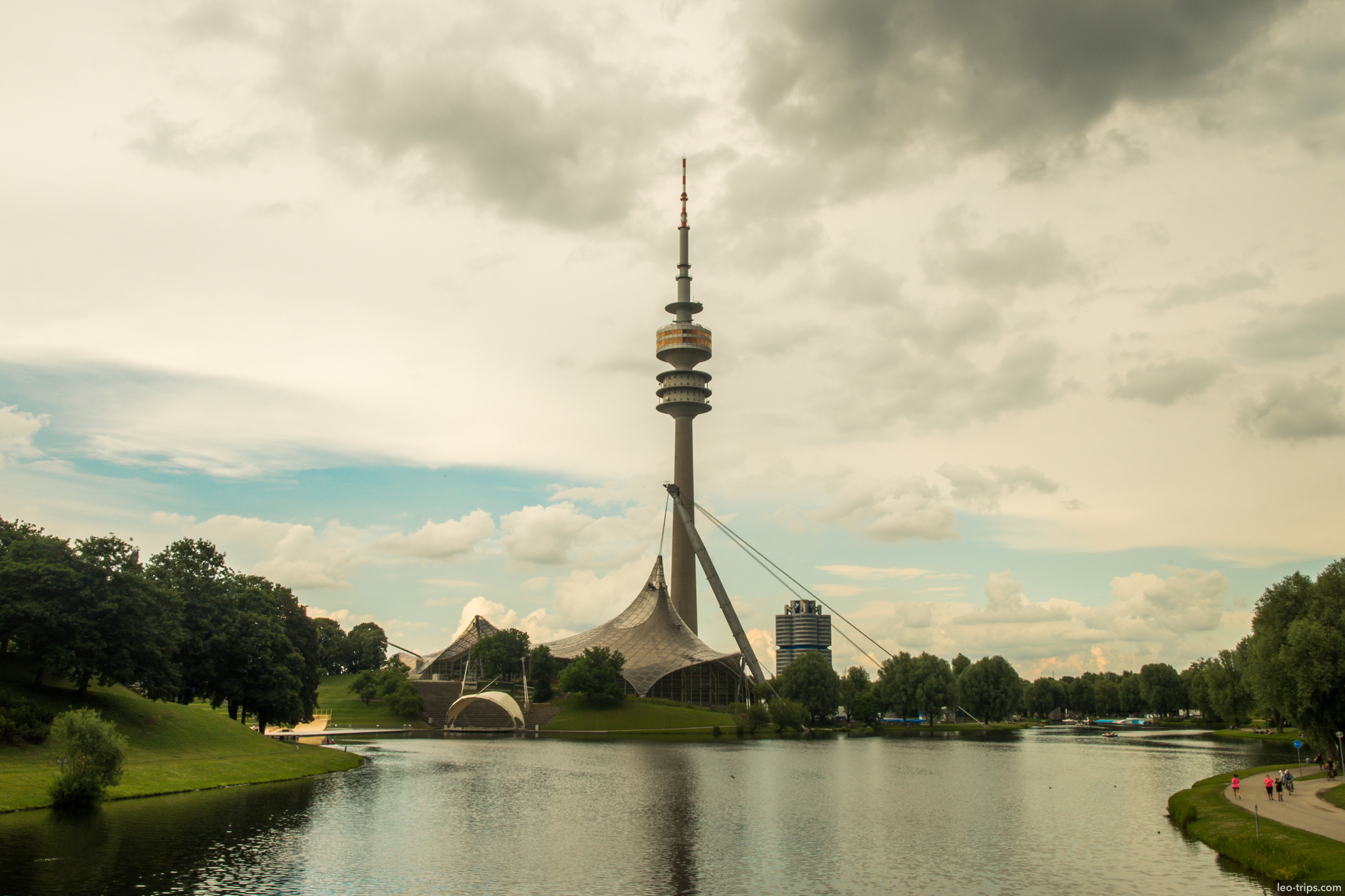 olympiapark olympic tower lake munich munich