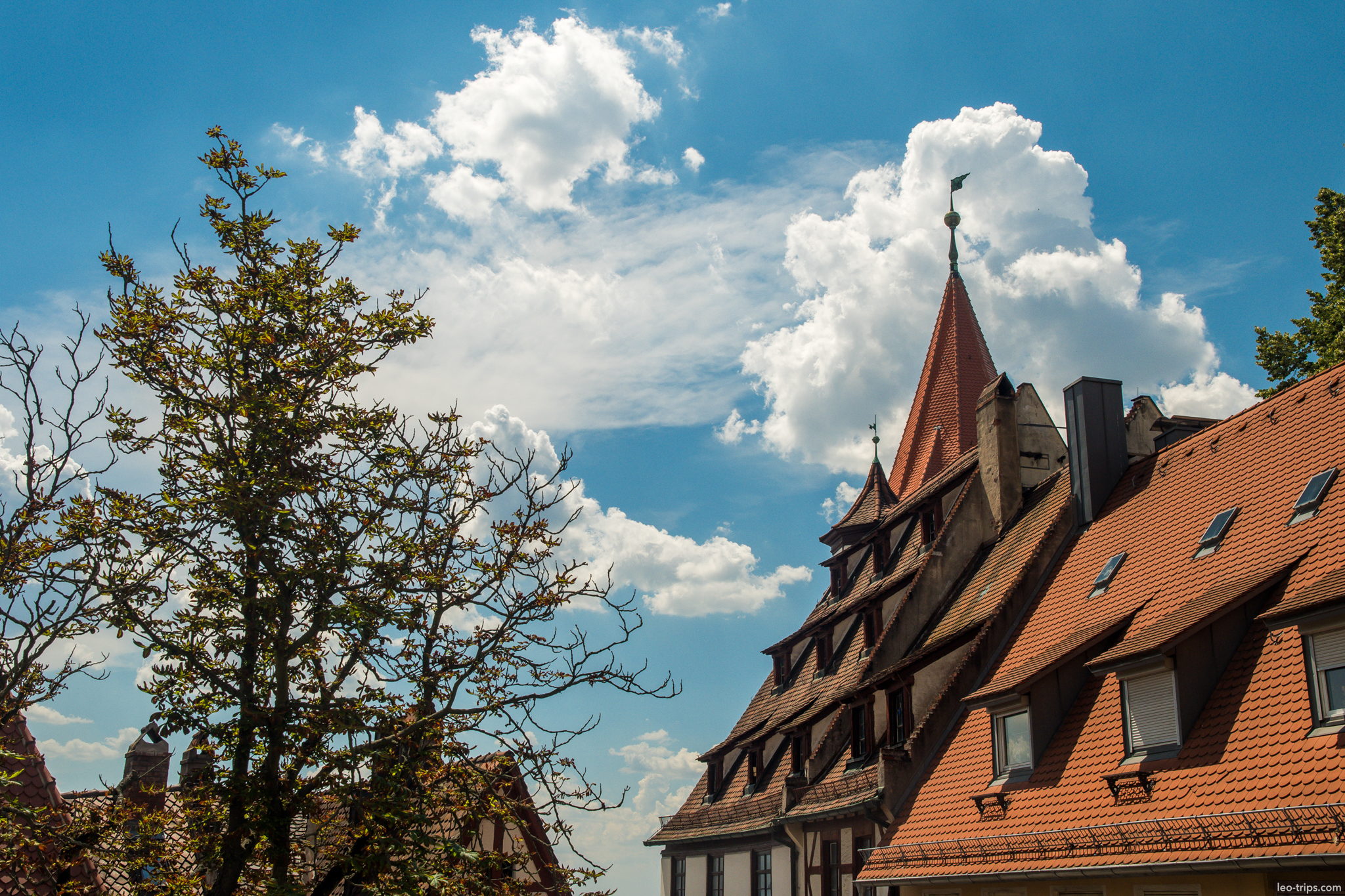 fachwerk rooftops spire nuremberg nuremberg