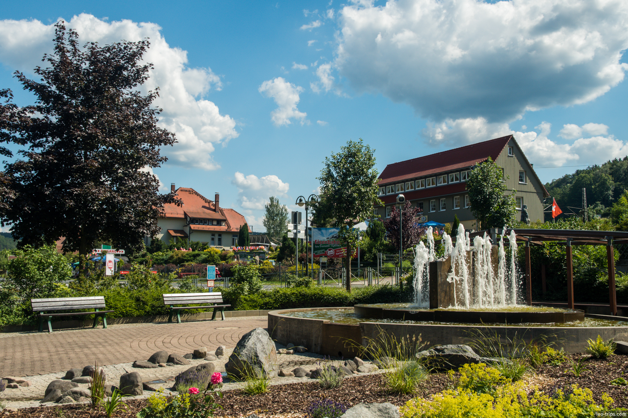 bad schandau town park fountain saxon switzerland national park
