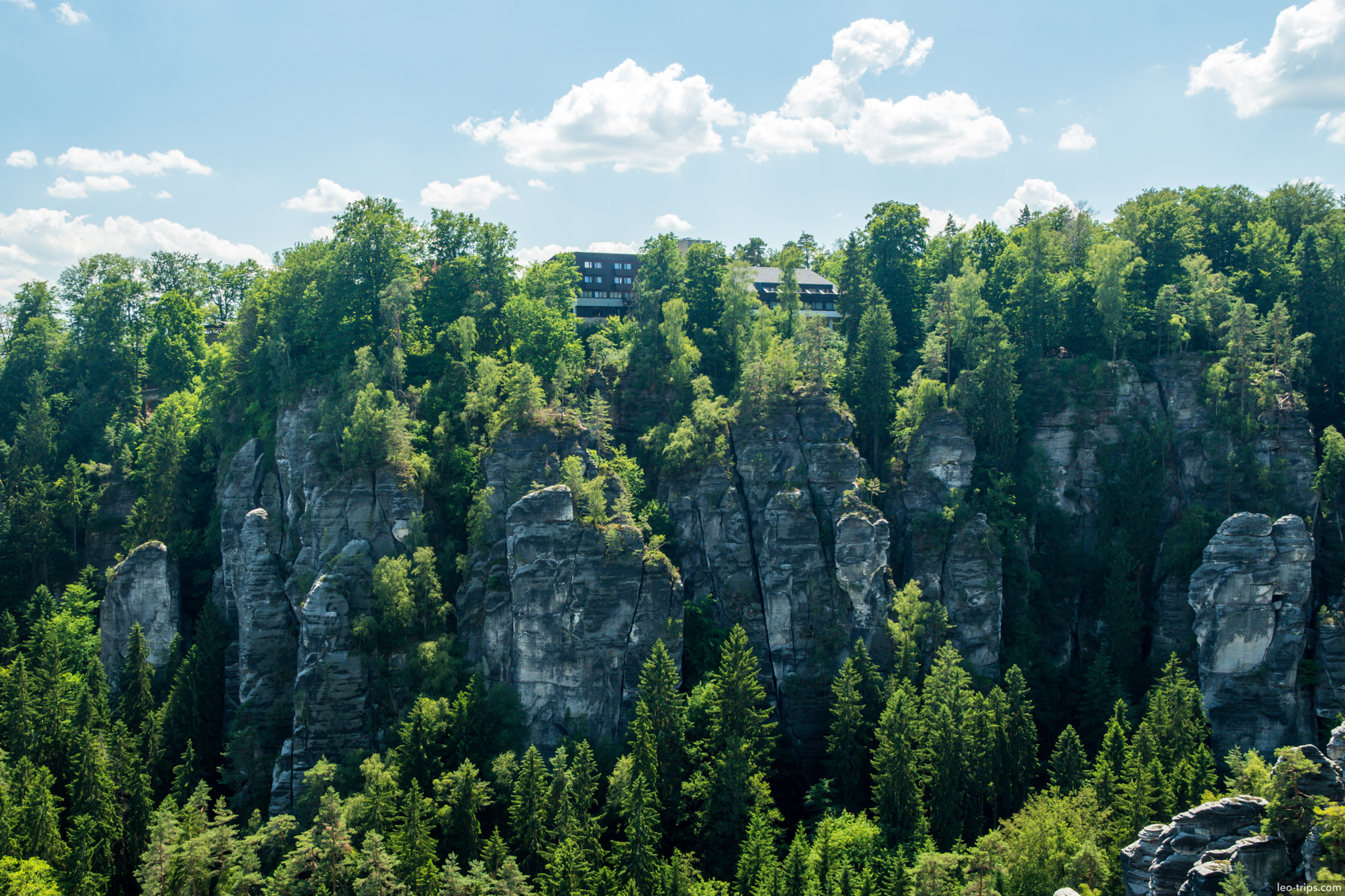 bastei hotel atop sandstone cliffs saxon switzerland national park
