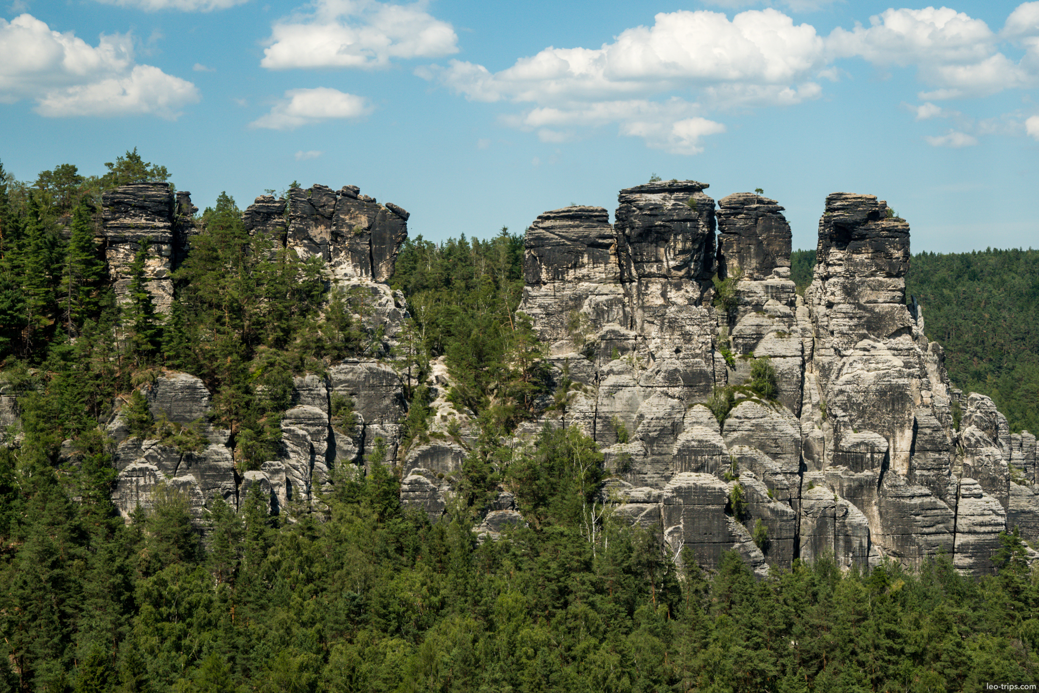 bastei rock formation wide panorama saxon switzerland national park