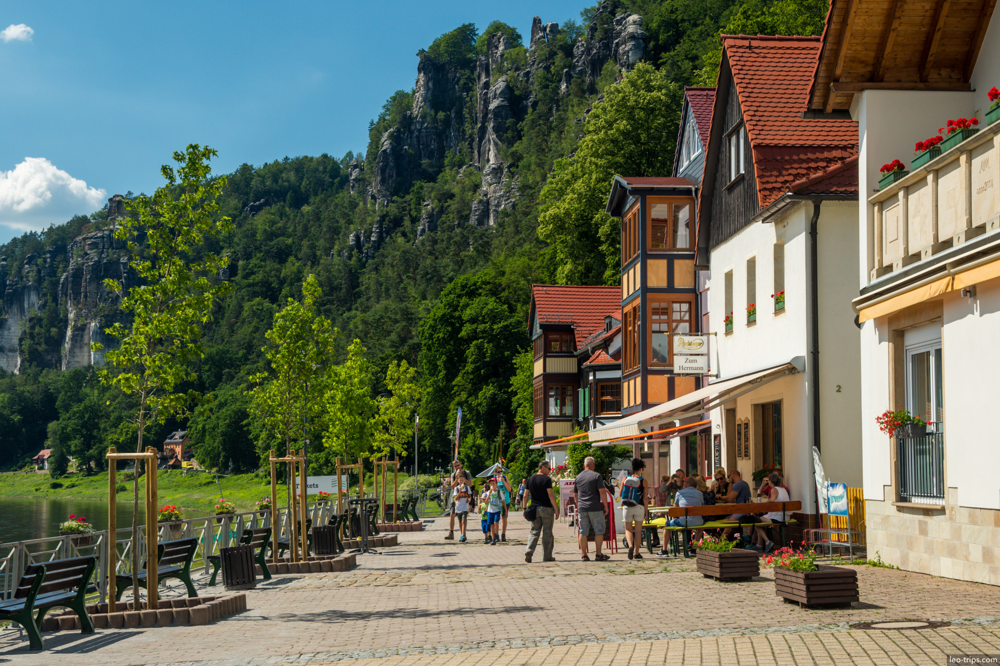 rathen embankment haus hermann bastei rocks view saxon switzerland national park