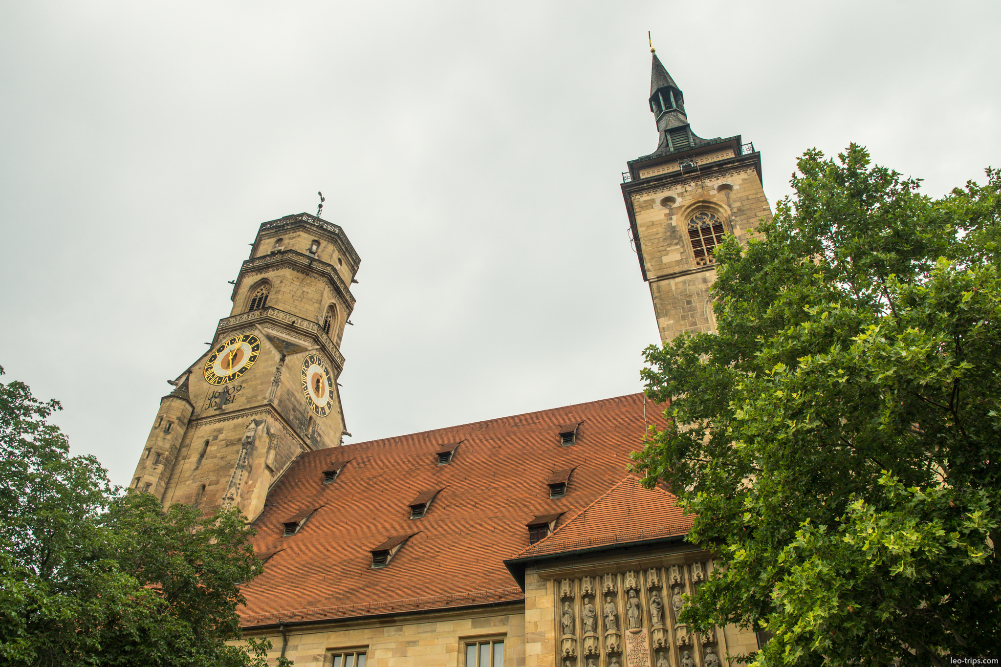 stiftskirche gothic church towers stuttgart stuttgart