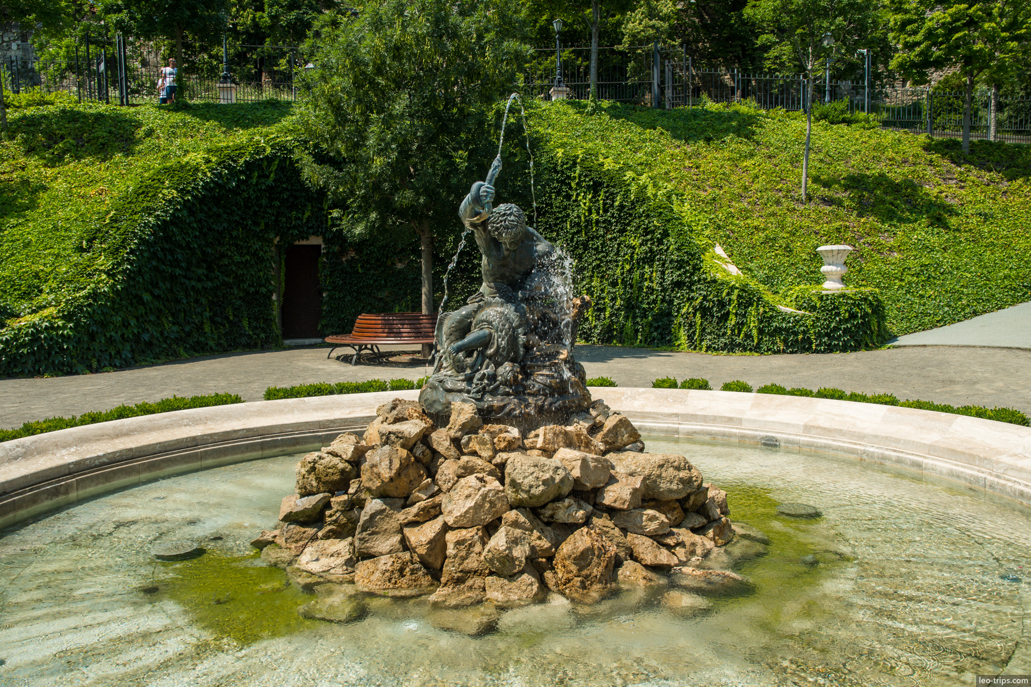 buda castle garden bronze fountain statue budapest