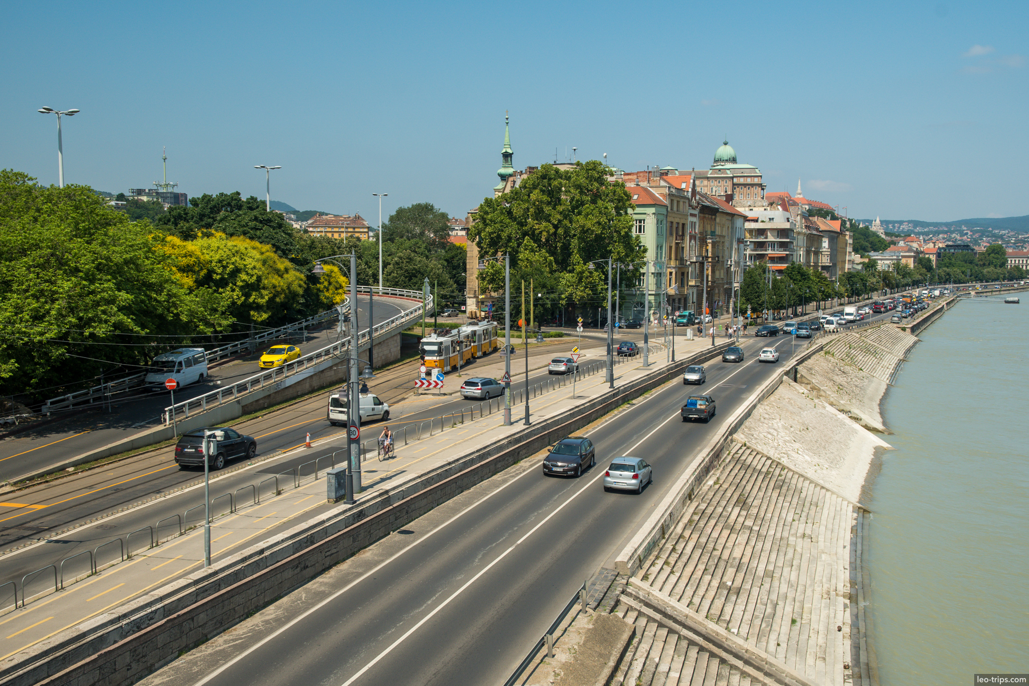 buda embankment road traffic castle hill view budapest