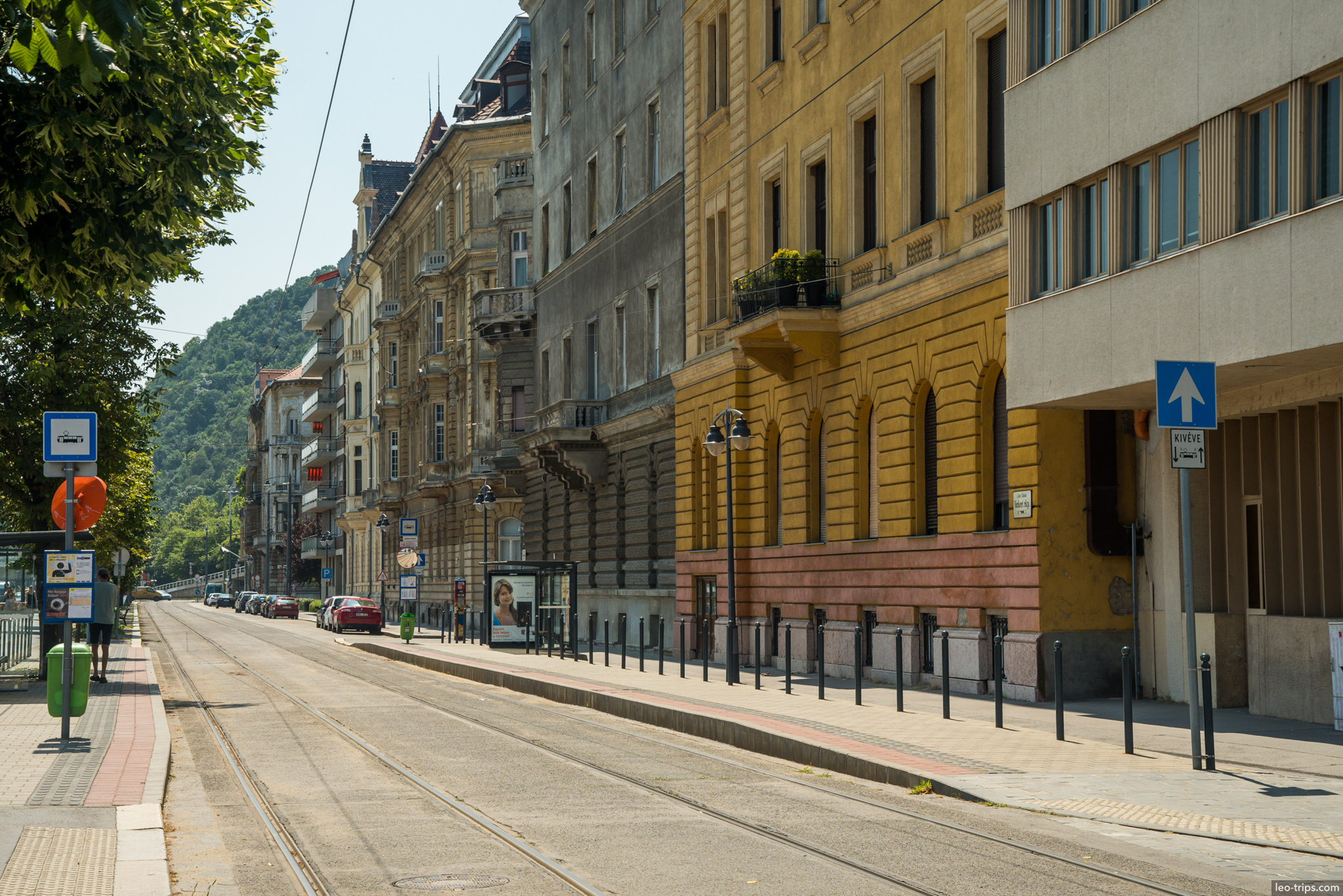 buda side street tram stop gellert hill budapest