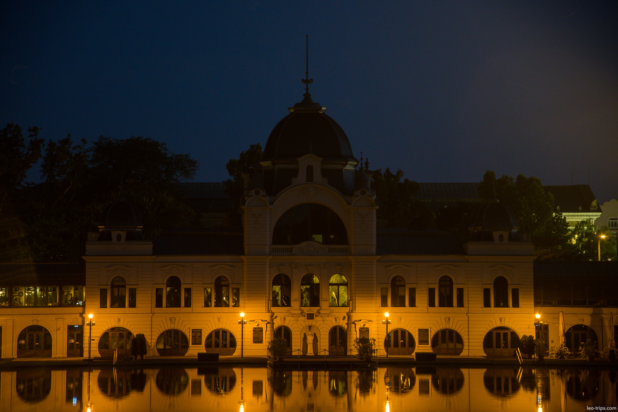 city park varosliget pavilion pond night budapest budapest