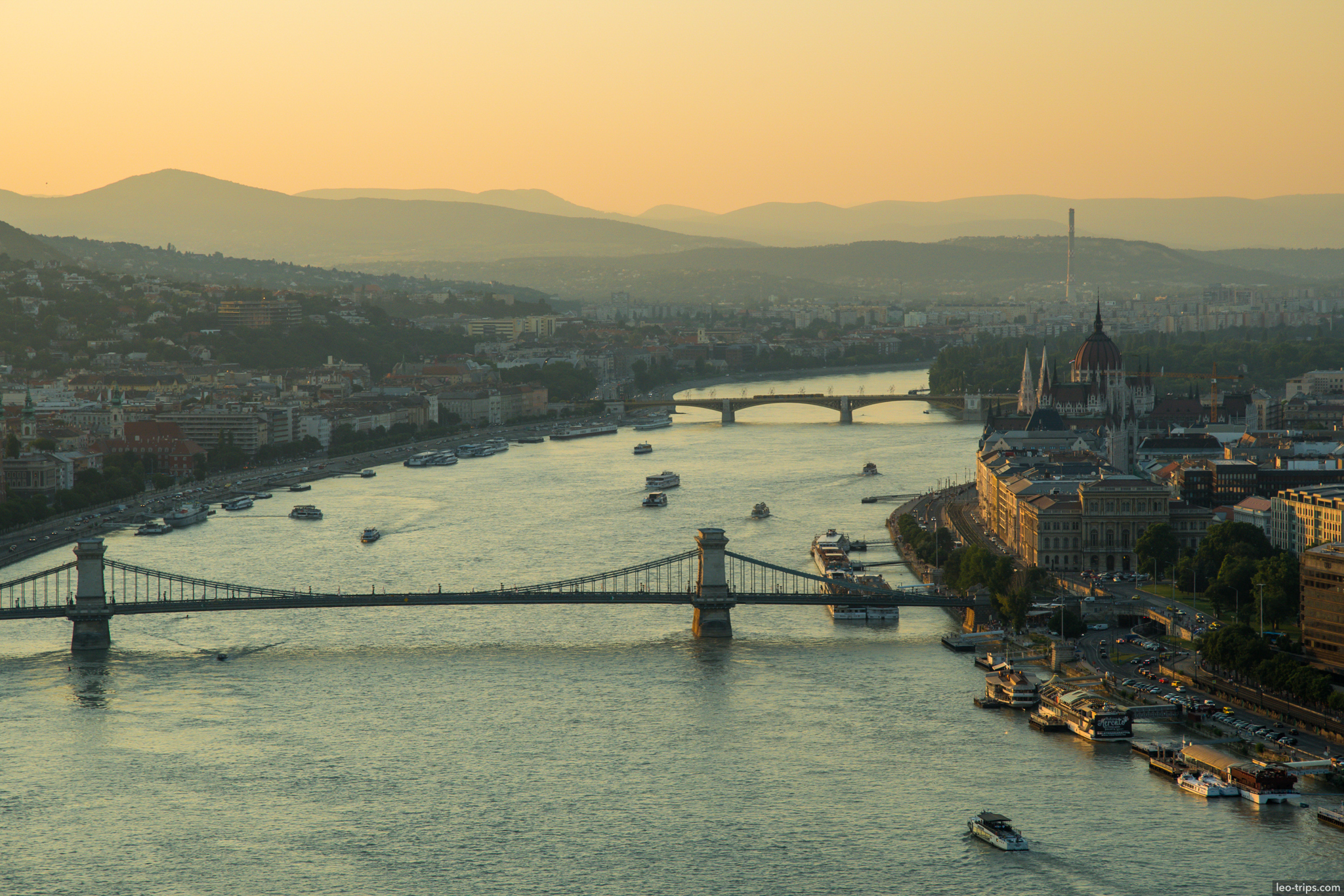 gellert hill sunset chain bridge parliament panorama budapest