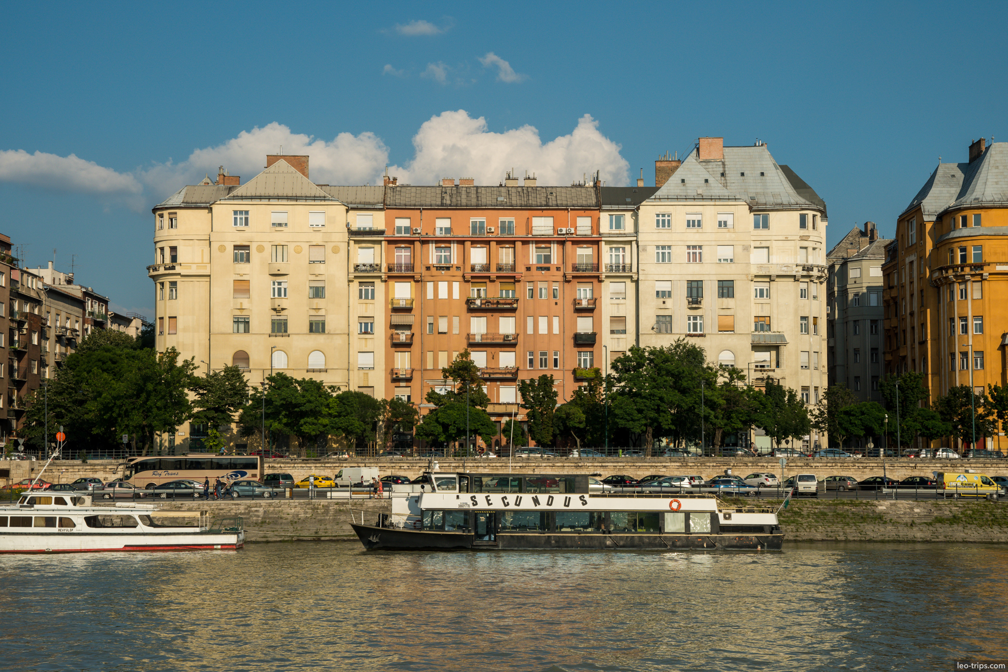 pest embankment residential buildings boat secundus budapest