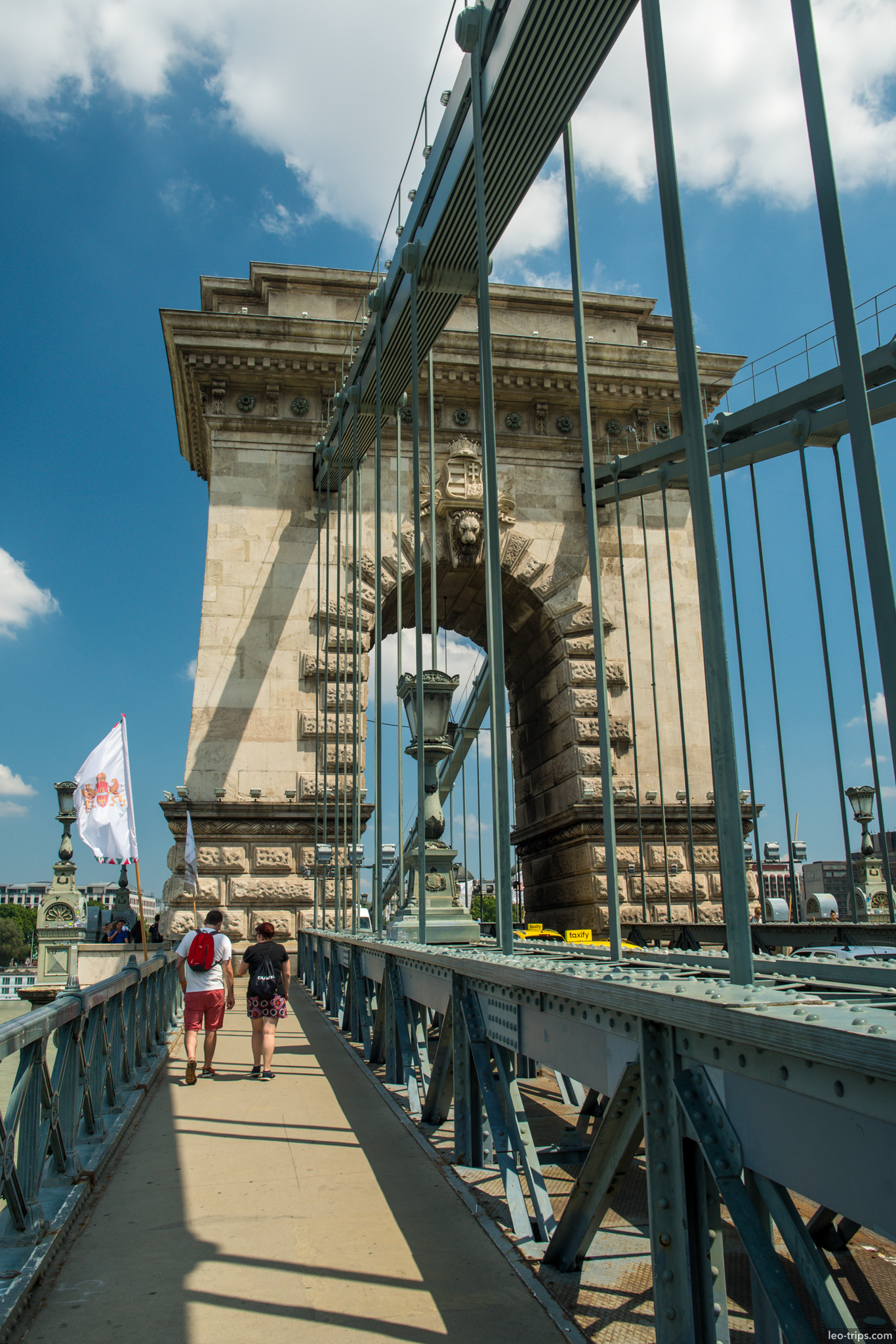 szechenyi chain bridge pylon lion close up budapest