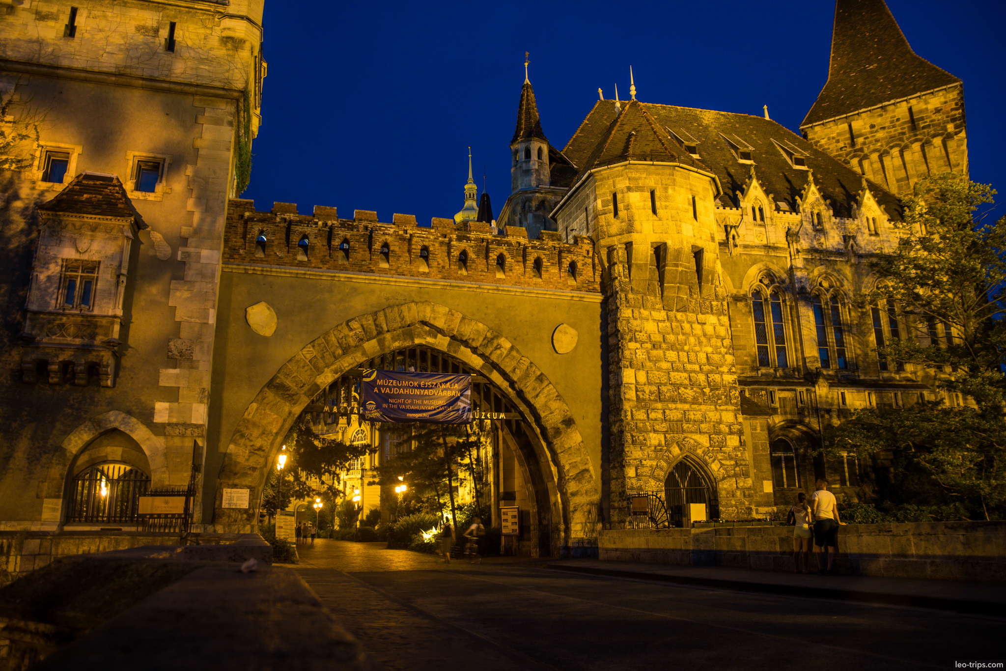 vajdahunyad castle gate arch night budapest budapest