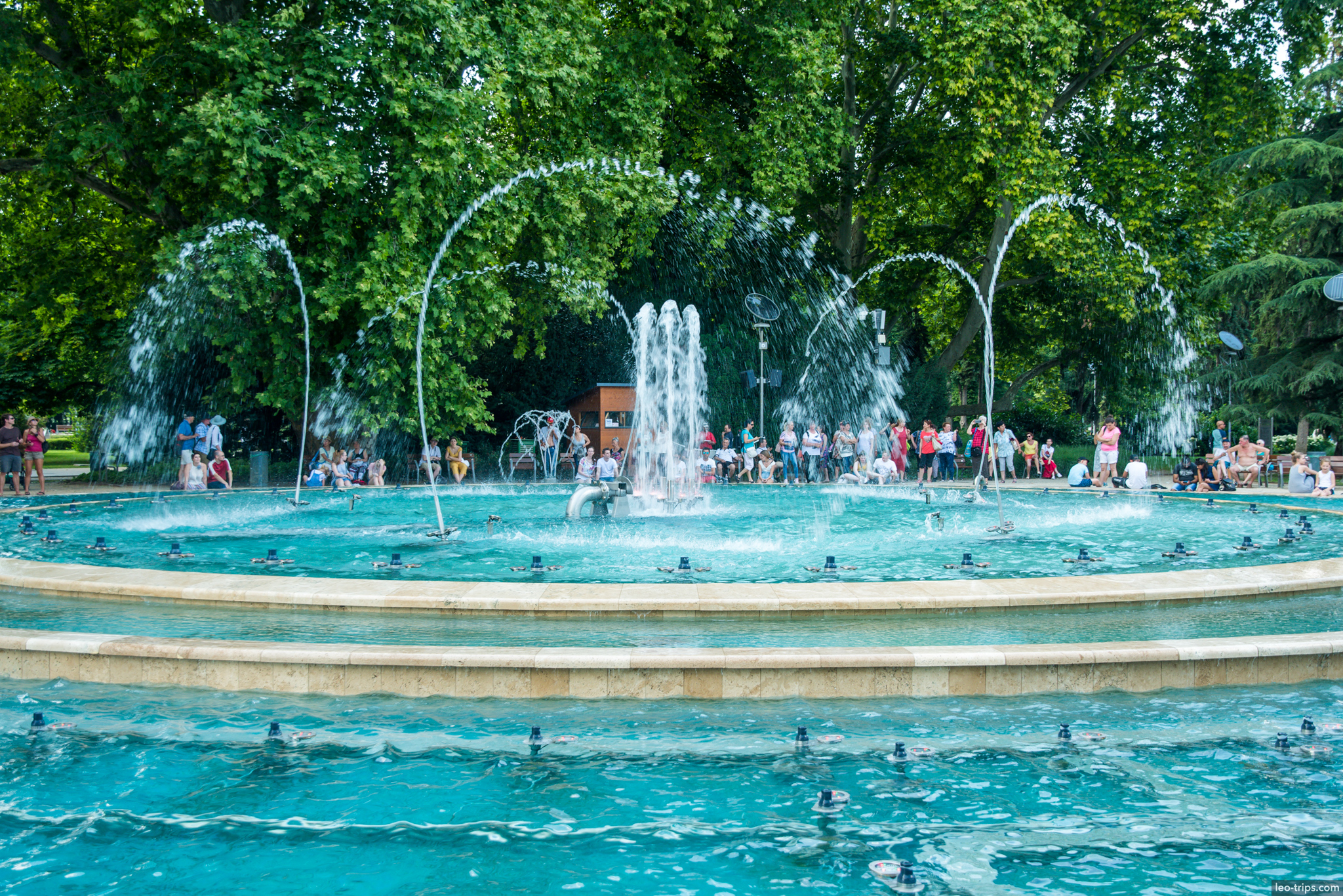 varosliget city park fountain crowds summer budapest
