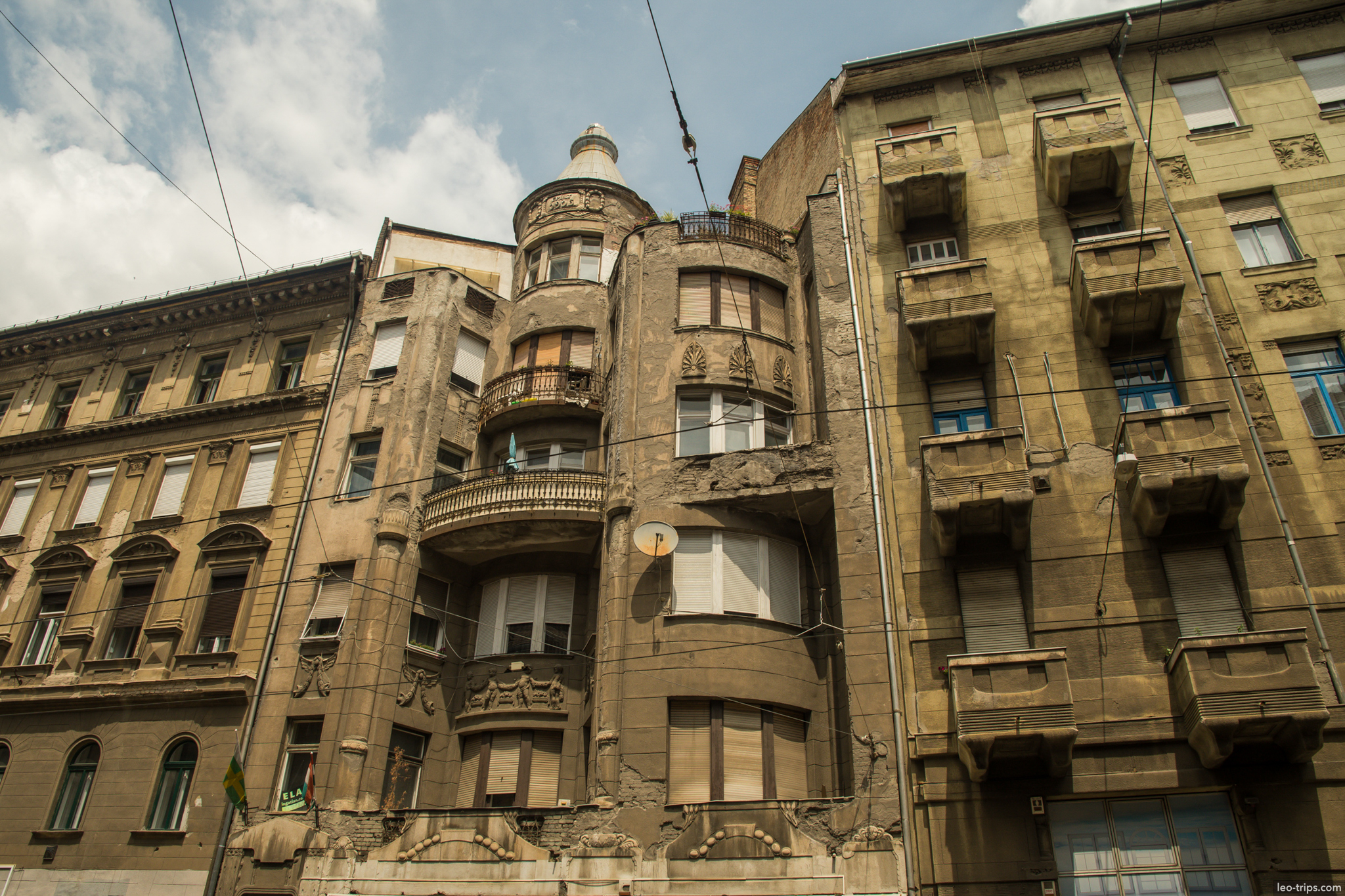 worn art nouveau residential building budapest budapest