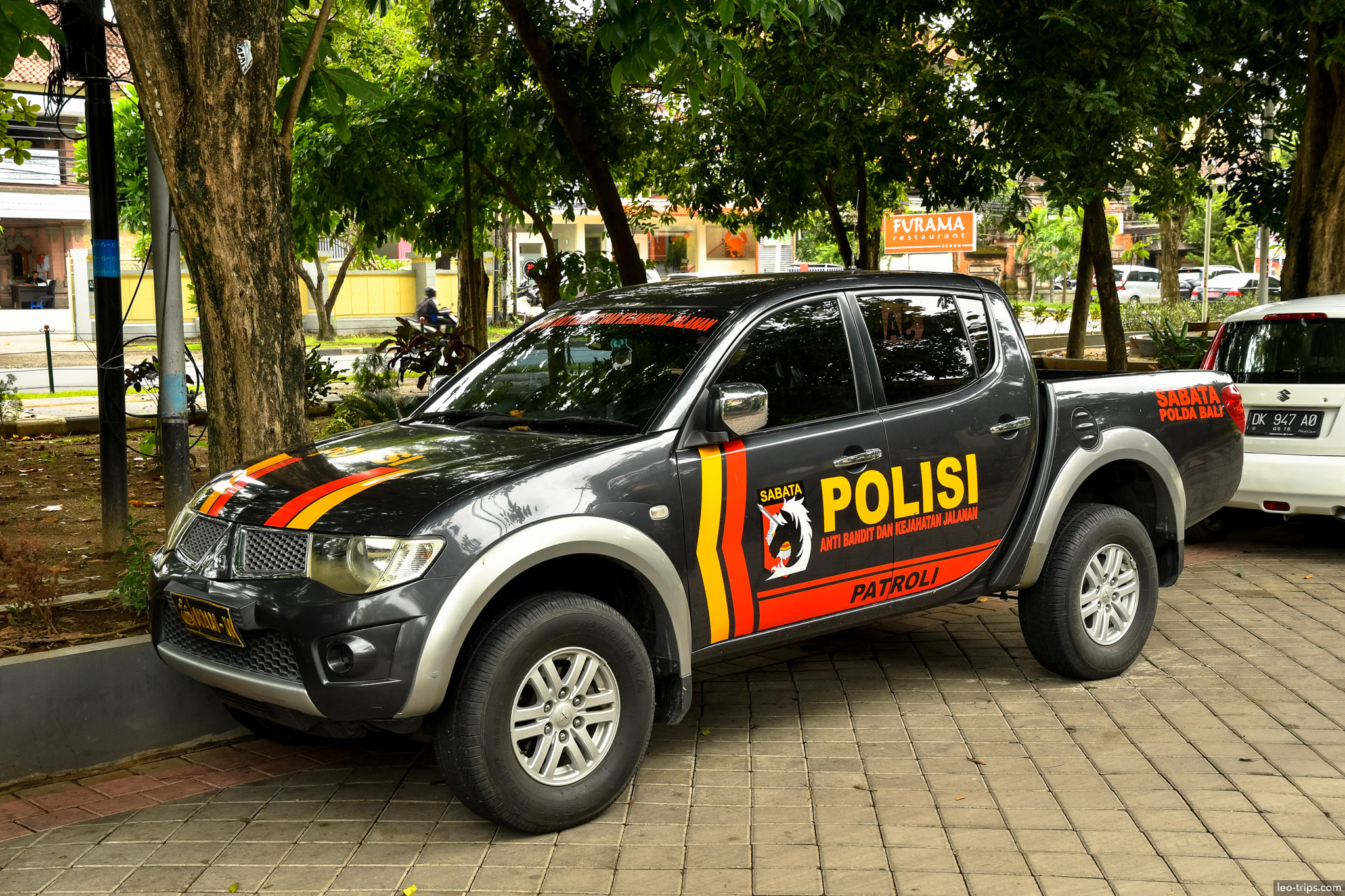 black police patrol pickup truck denpasar bali