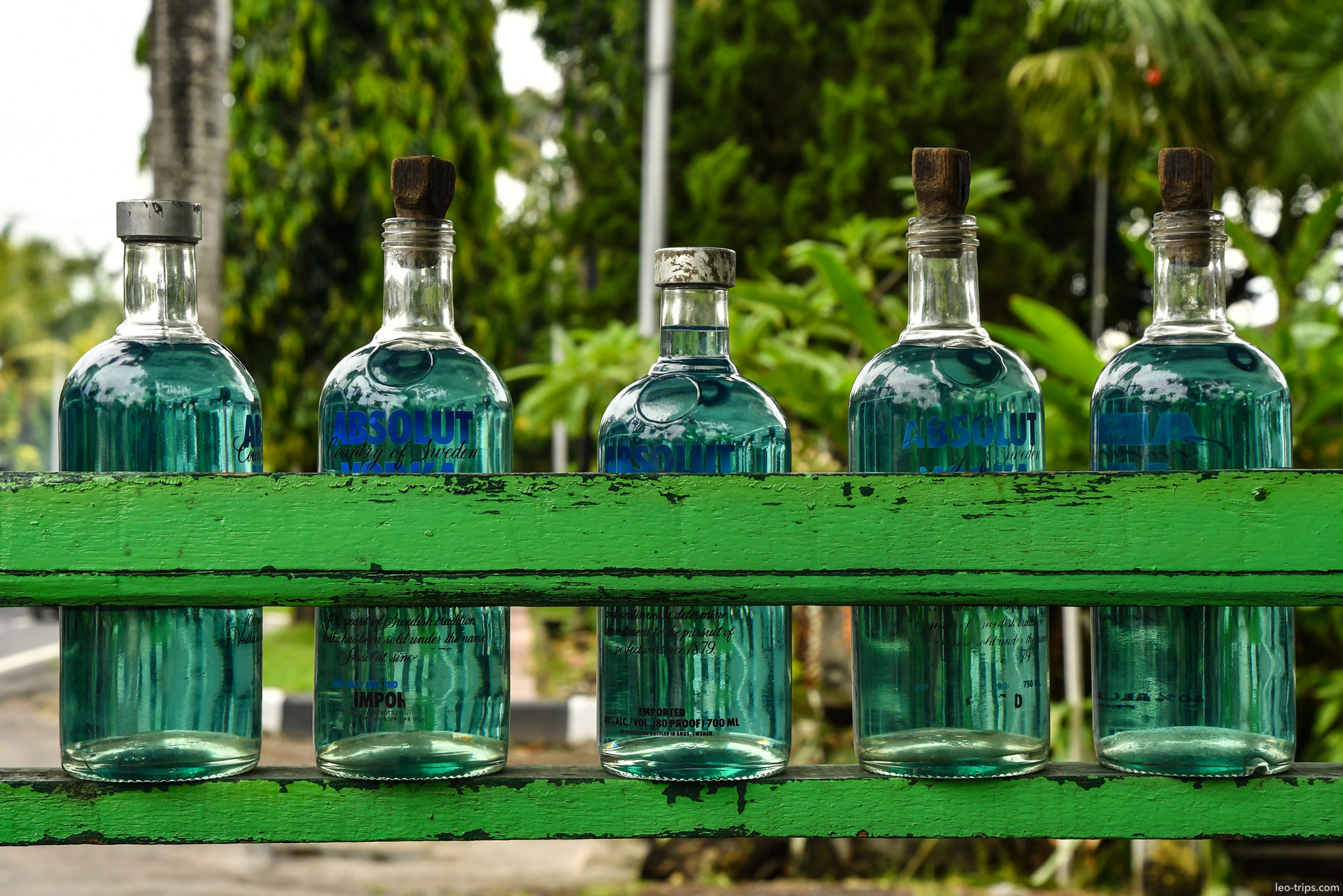 gasoline sold in glass bottles roadside bali