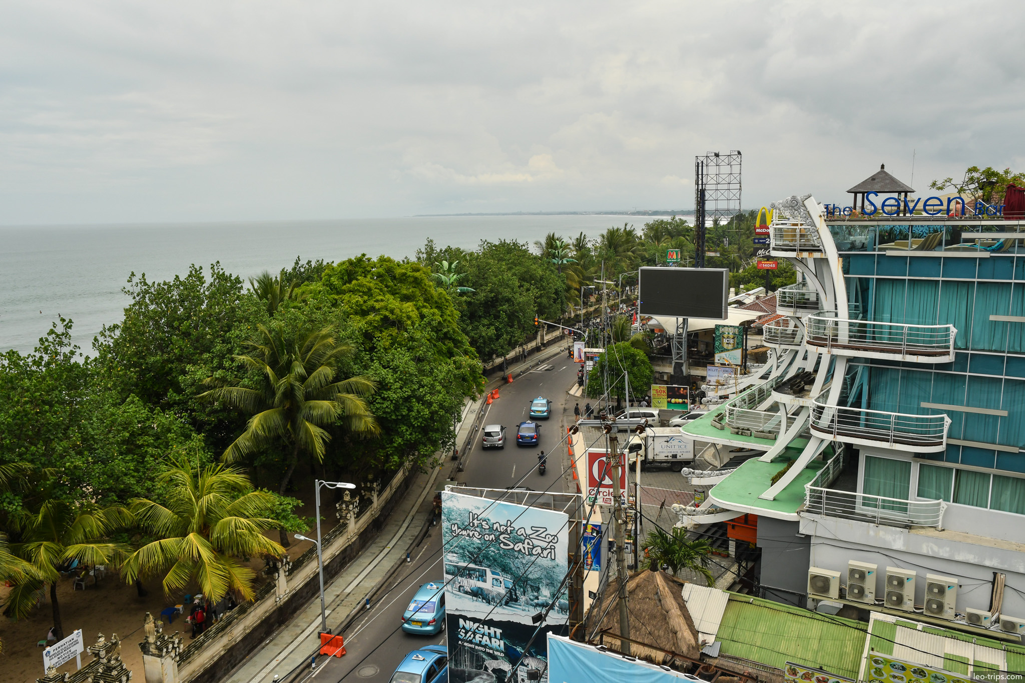 kuta beach road aerial view with mall bali