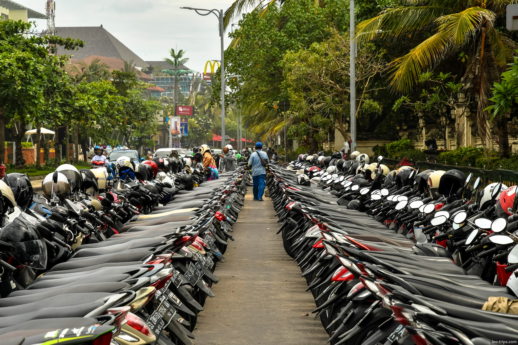 massive motorbike parking lot kuta bali